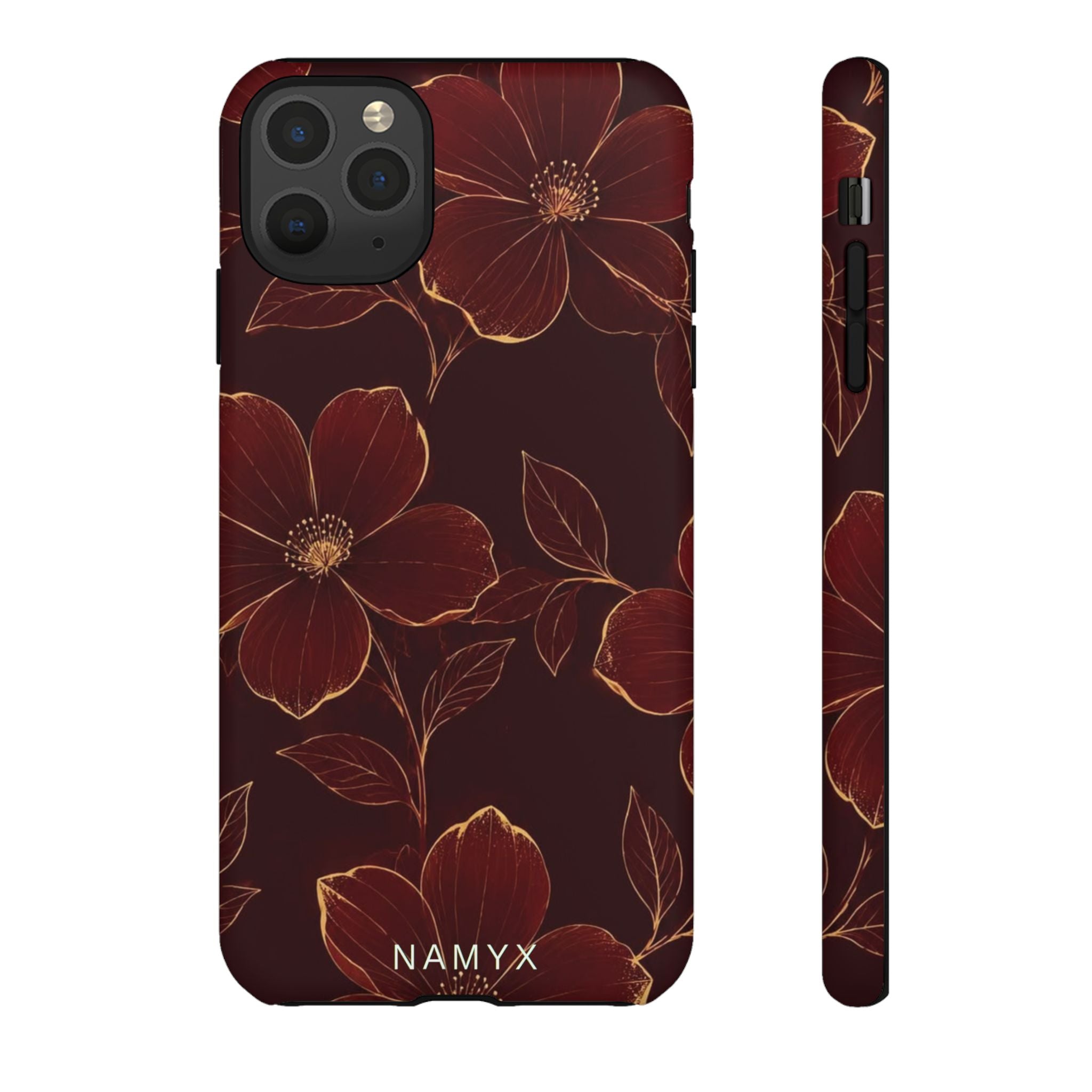 Floral Tough Case — Dark Red Botanical Phone Case