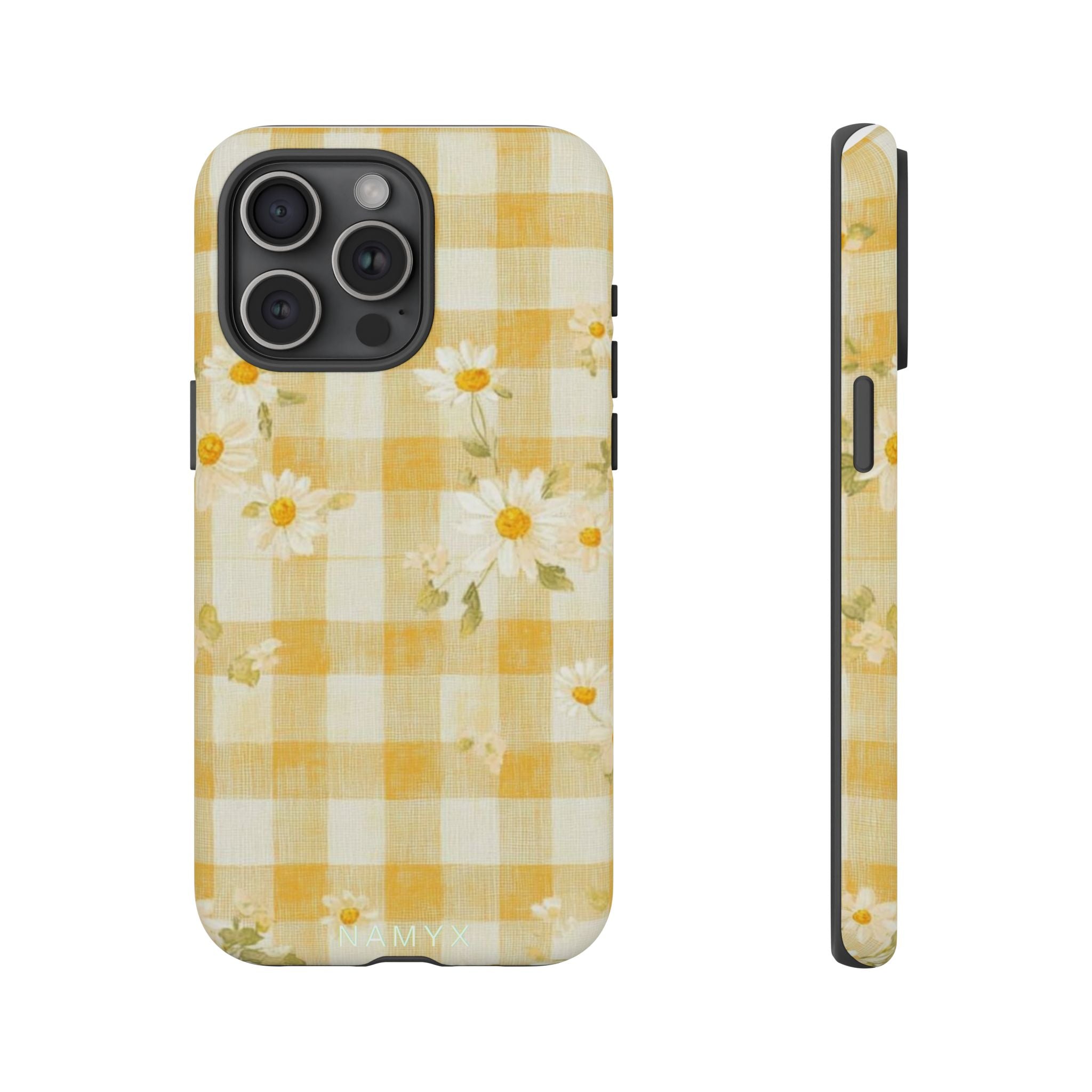 Daisy Gingham Tough Phone Case — Yellow Floral Protective Cover