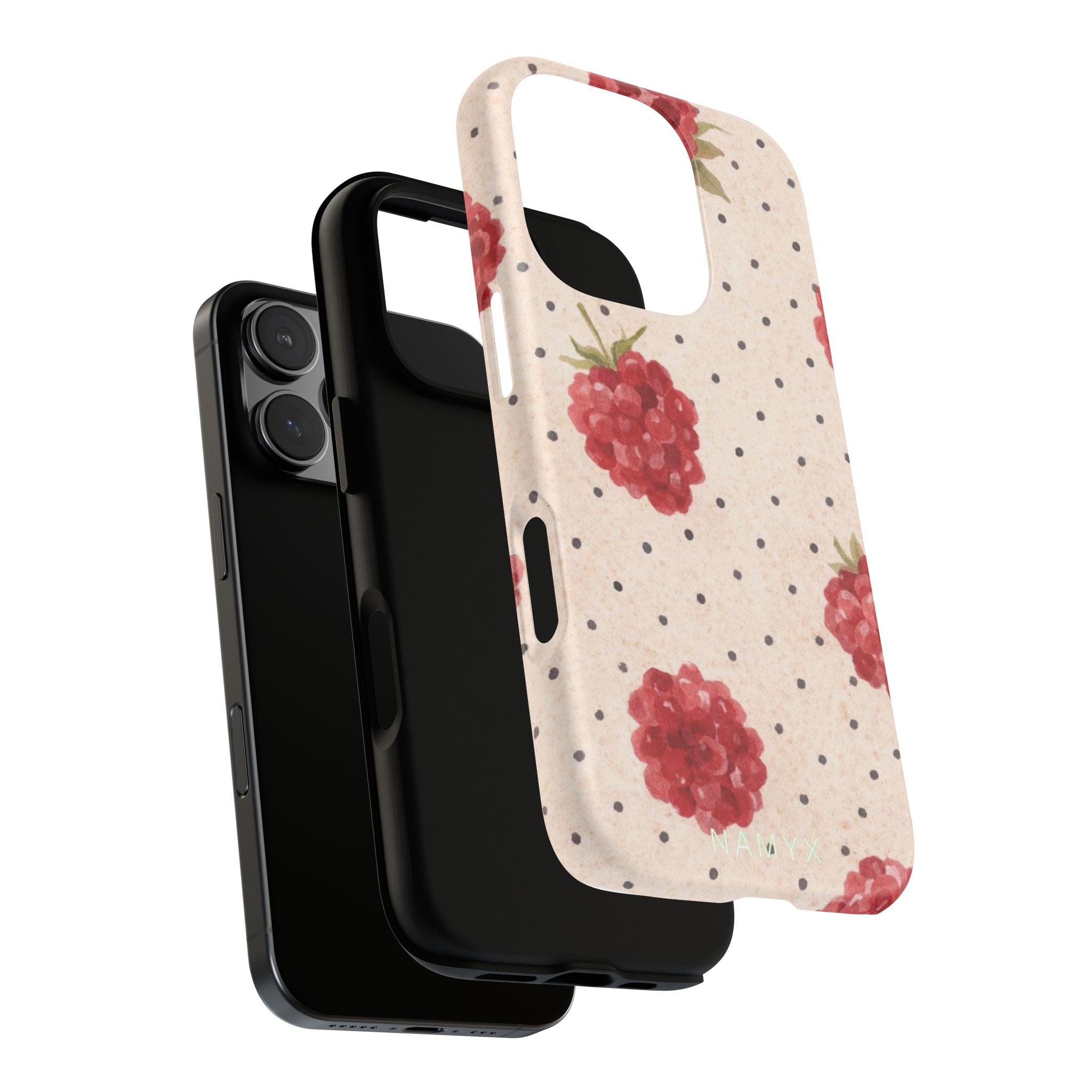Raspberry Dotted Tough Phone Case — Vintage Floral Protective Cover