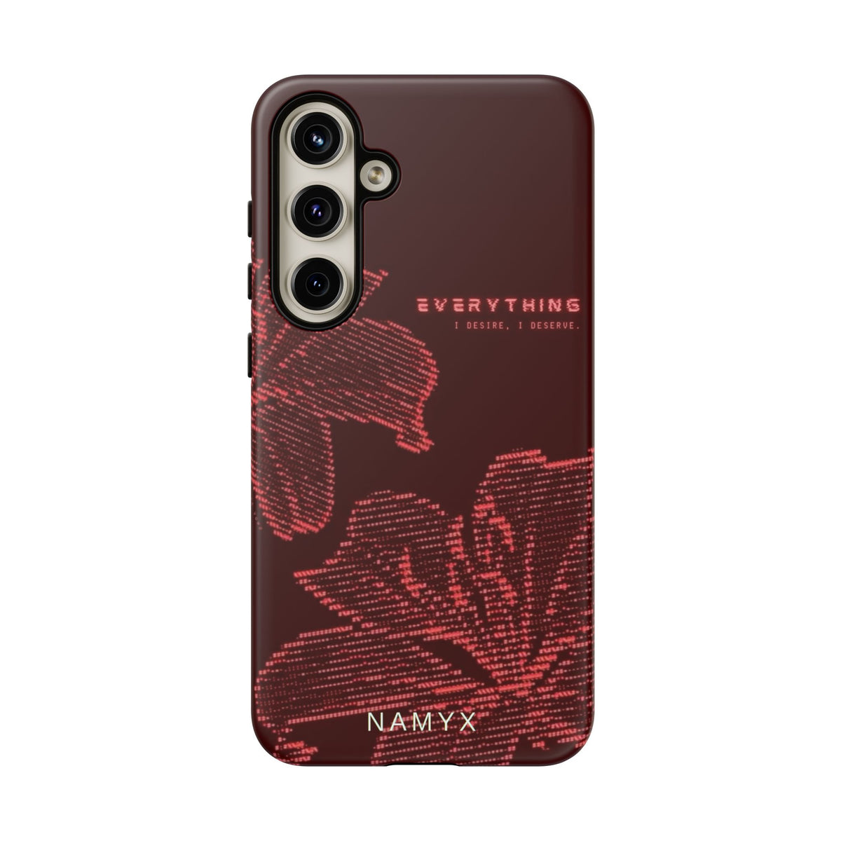Floral Tough Phone Case — 'Everything' Burgundy Protective Cover