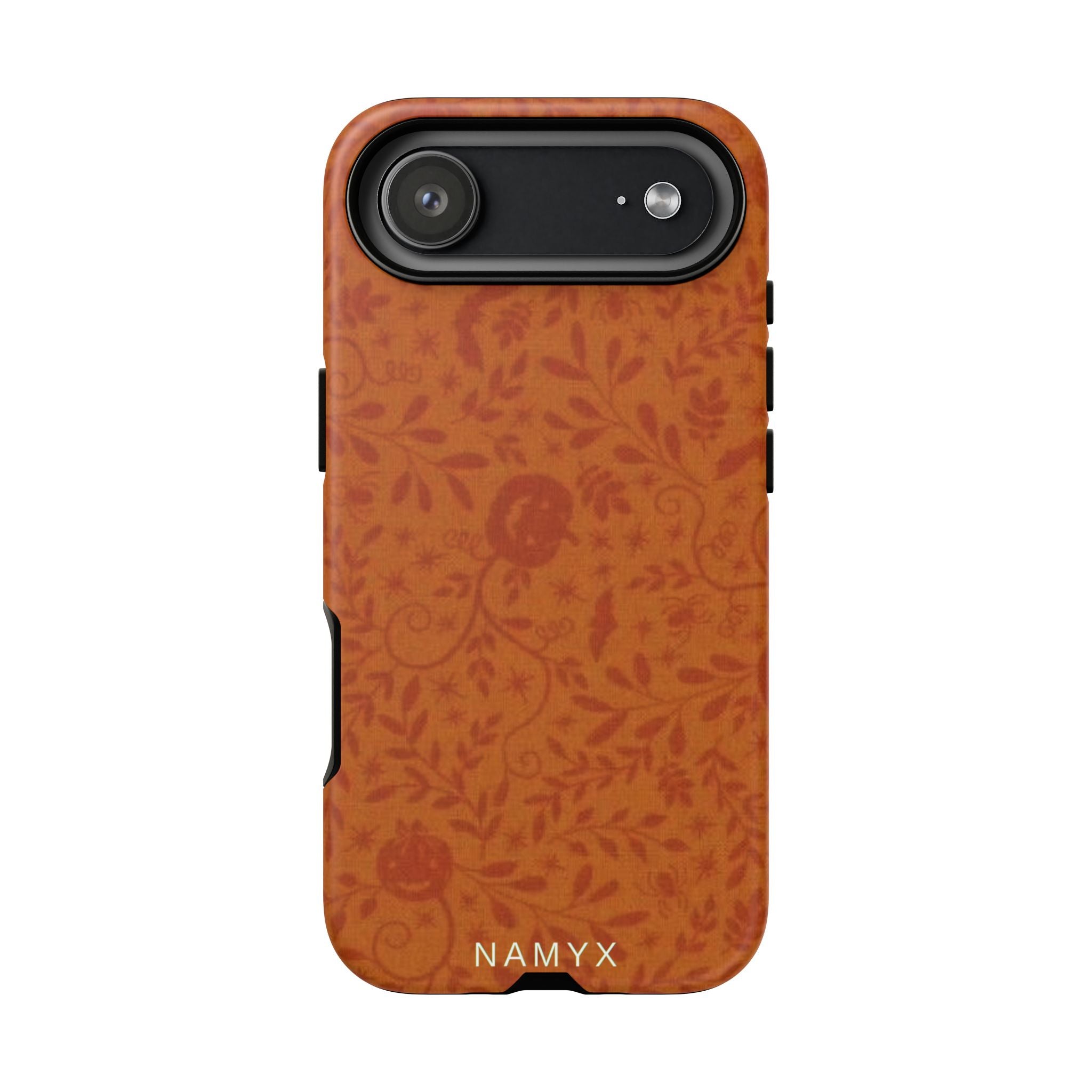 Floral Leather Phone Case — Rustic Orange Botanical Tough Case