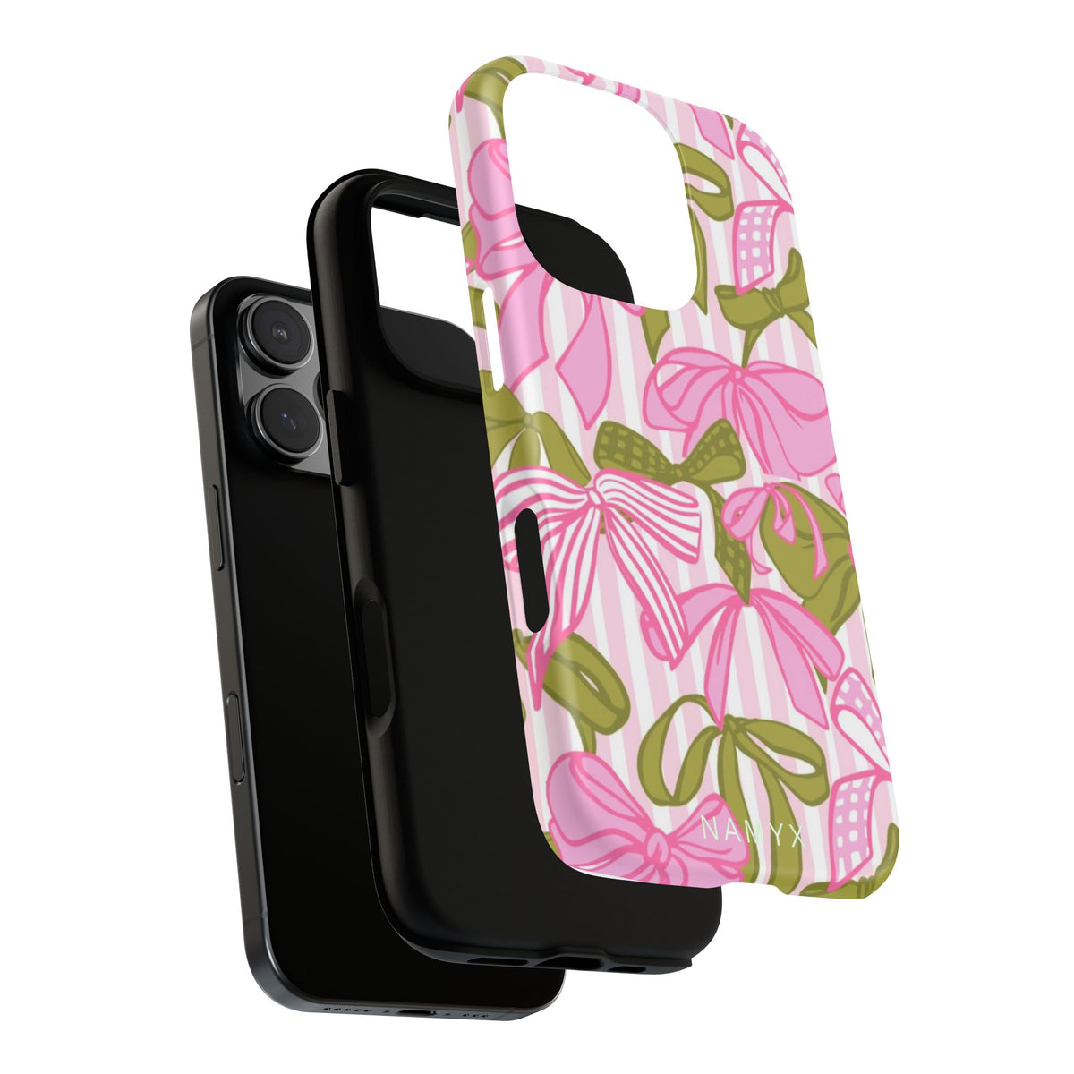 Bow Pattern Tough Case - Pink & Olive Floral Phone Cover