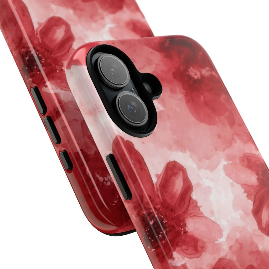 Floral Red Watercolor Tough Phone Case