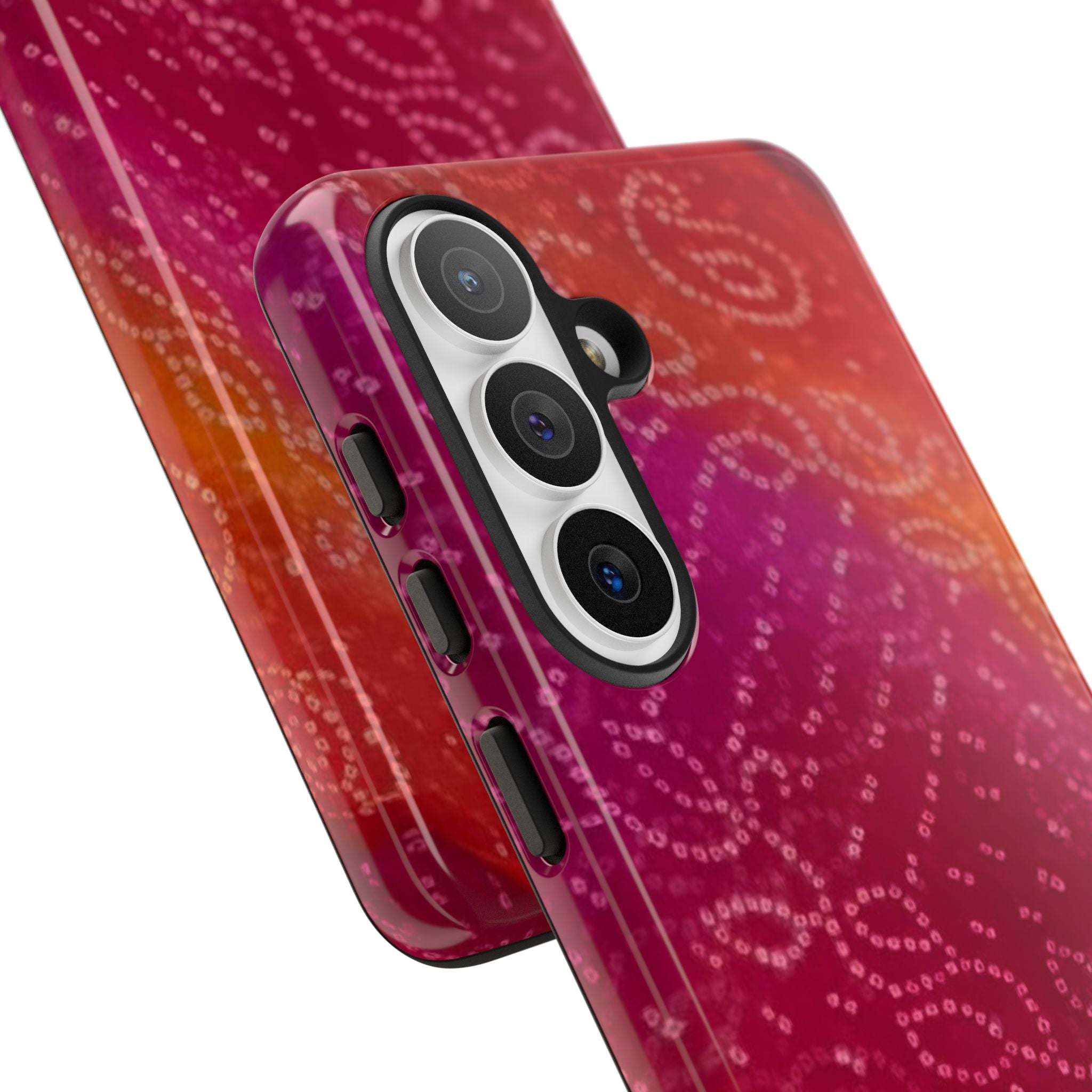 Floral Bandana Tough Case — Protective Phone Case with Pink Orange Paisley Design