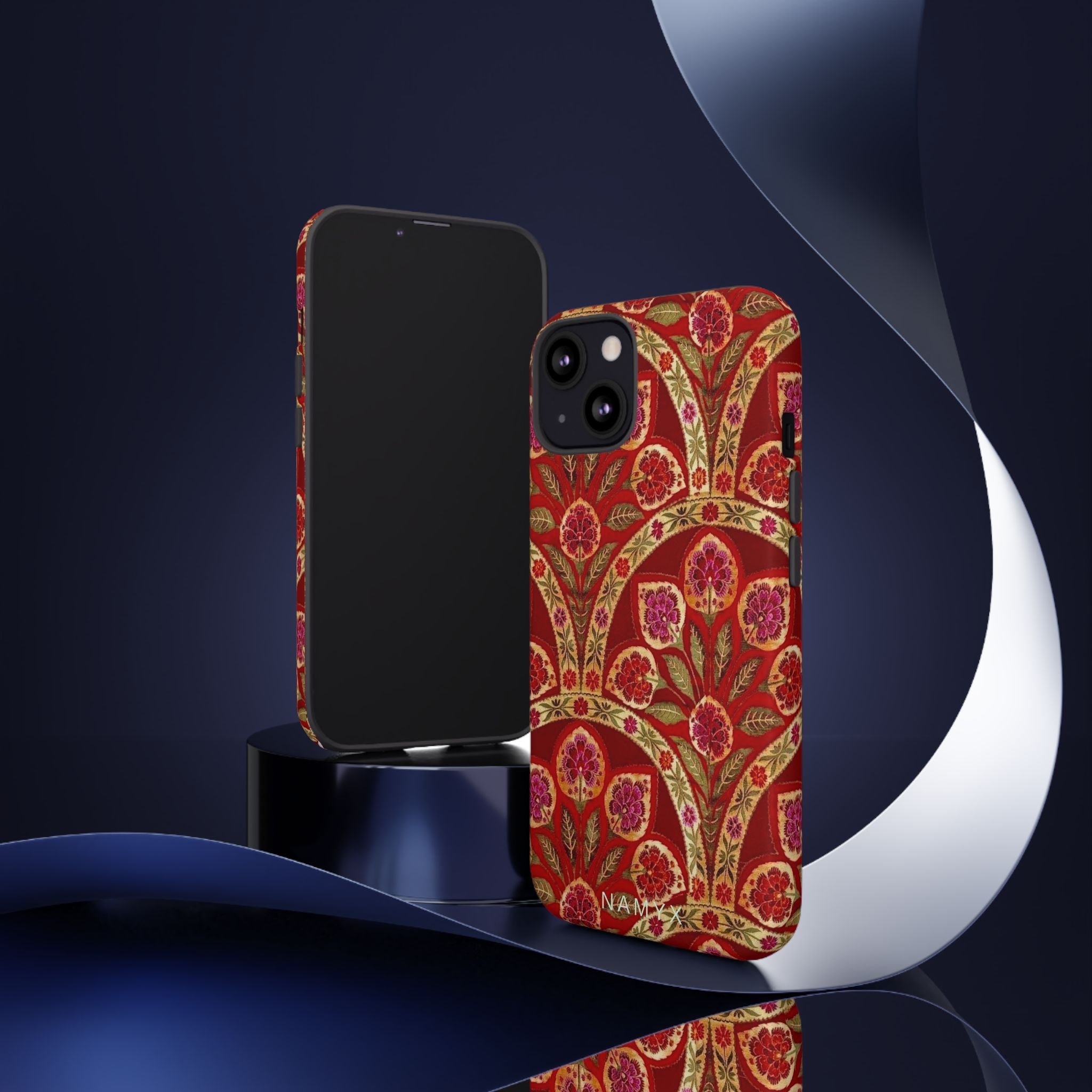 Floral Paisley Tough Phone Case — Red Gold Vintage Pattern