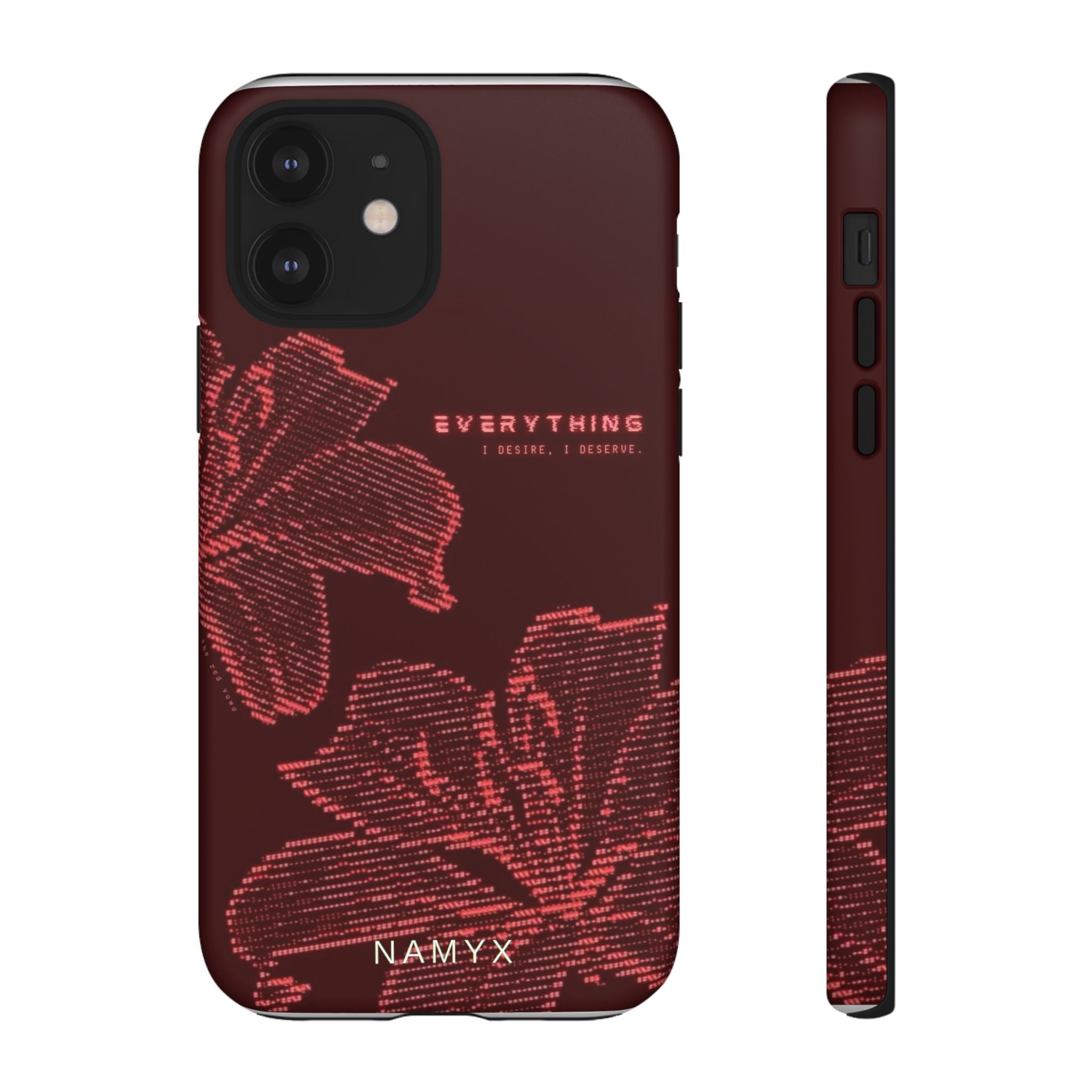 Floral Tough Phone Case — 'Everything' Burgundy Protective Cover