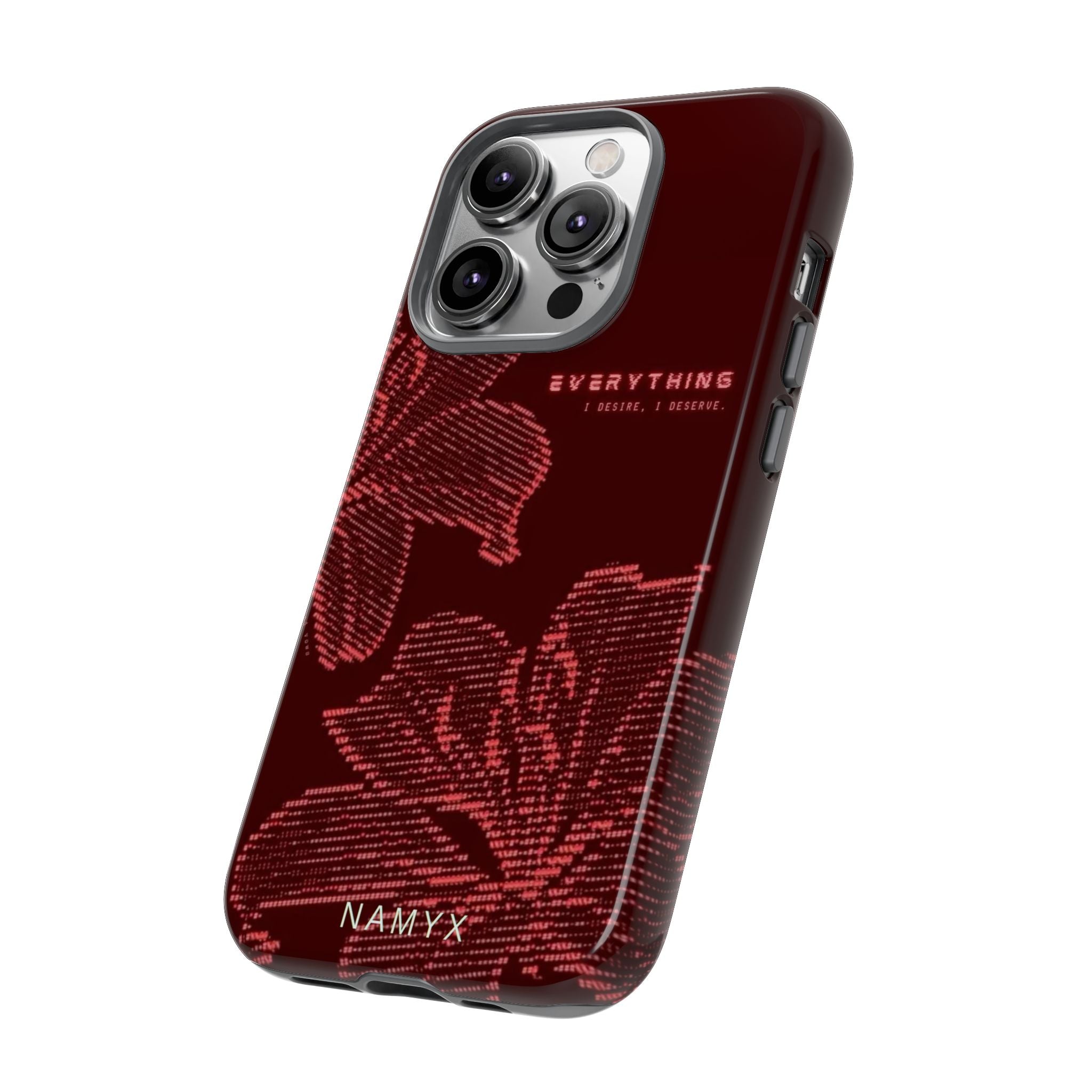 Floral Tough Phone Case — 'Everything' Burgundy Protective Cover