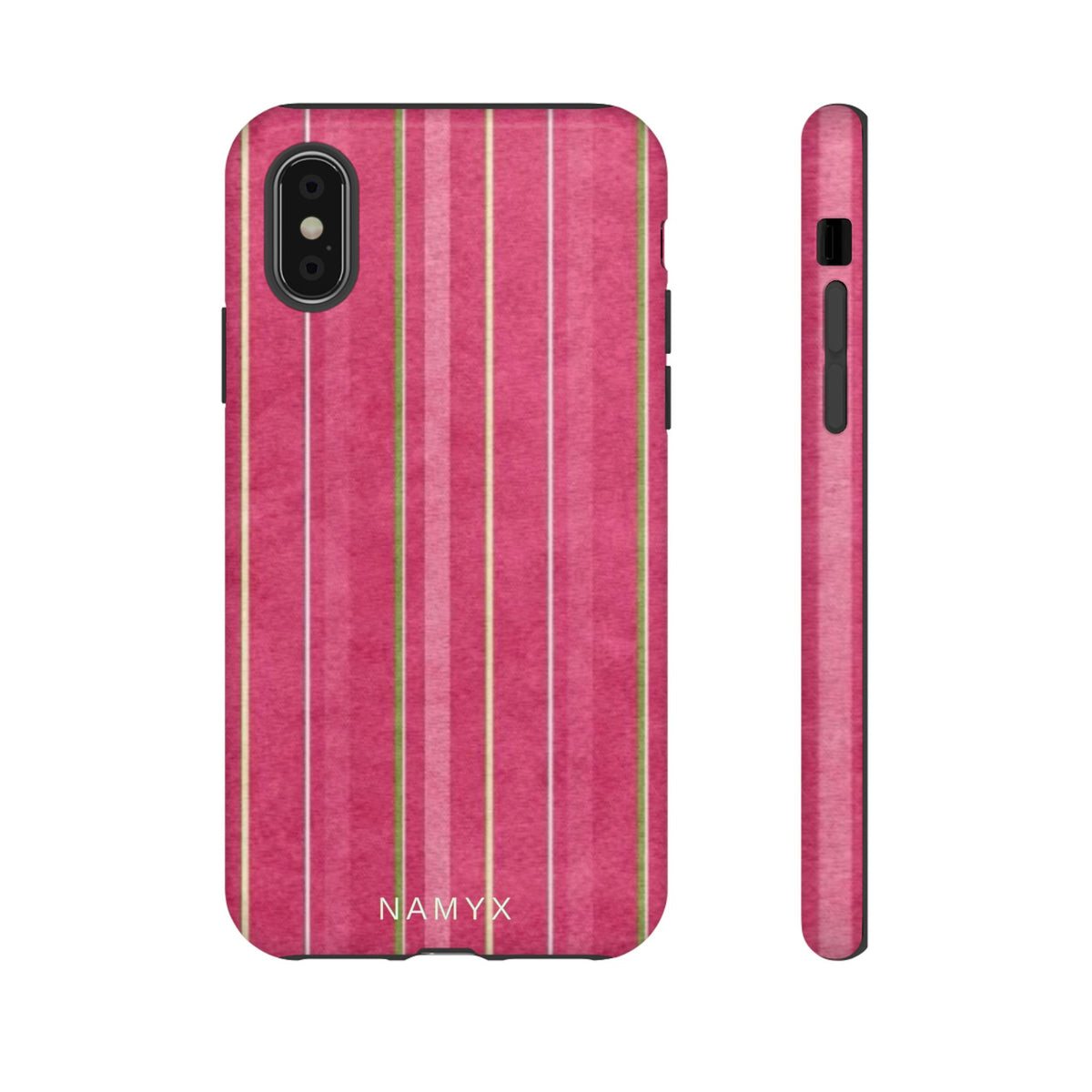 Pink Vertical Stripe Tough Phone Case — Durable Protective iPhone Cover with Subtle Vintage Stripes