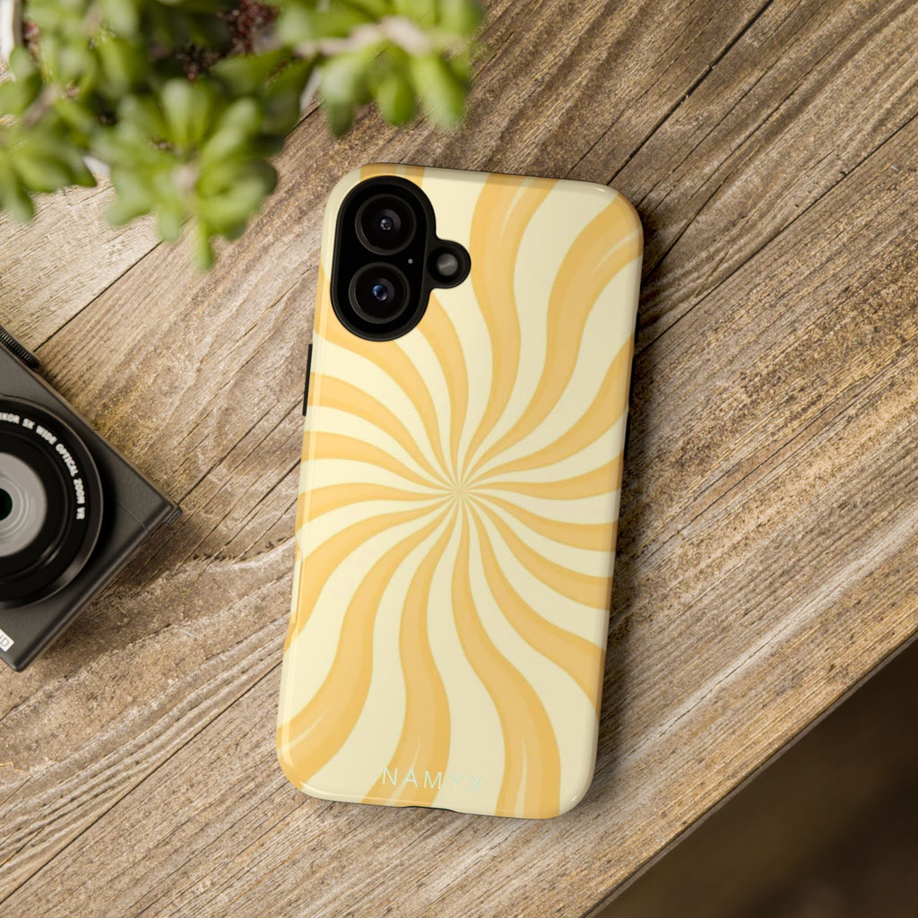 Phone Case — Retro Yellow Swirl Tough Protective Cover