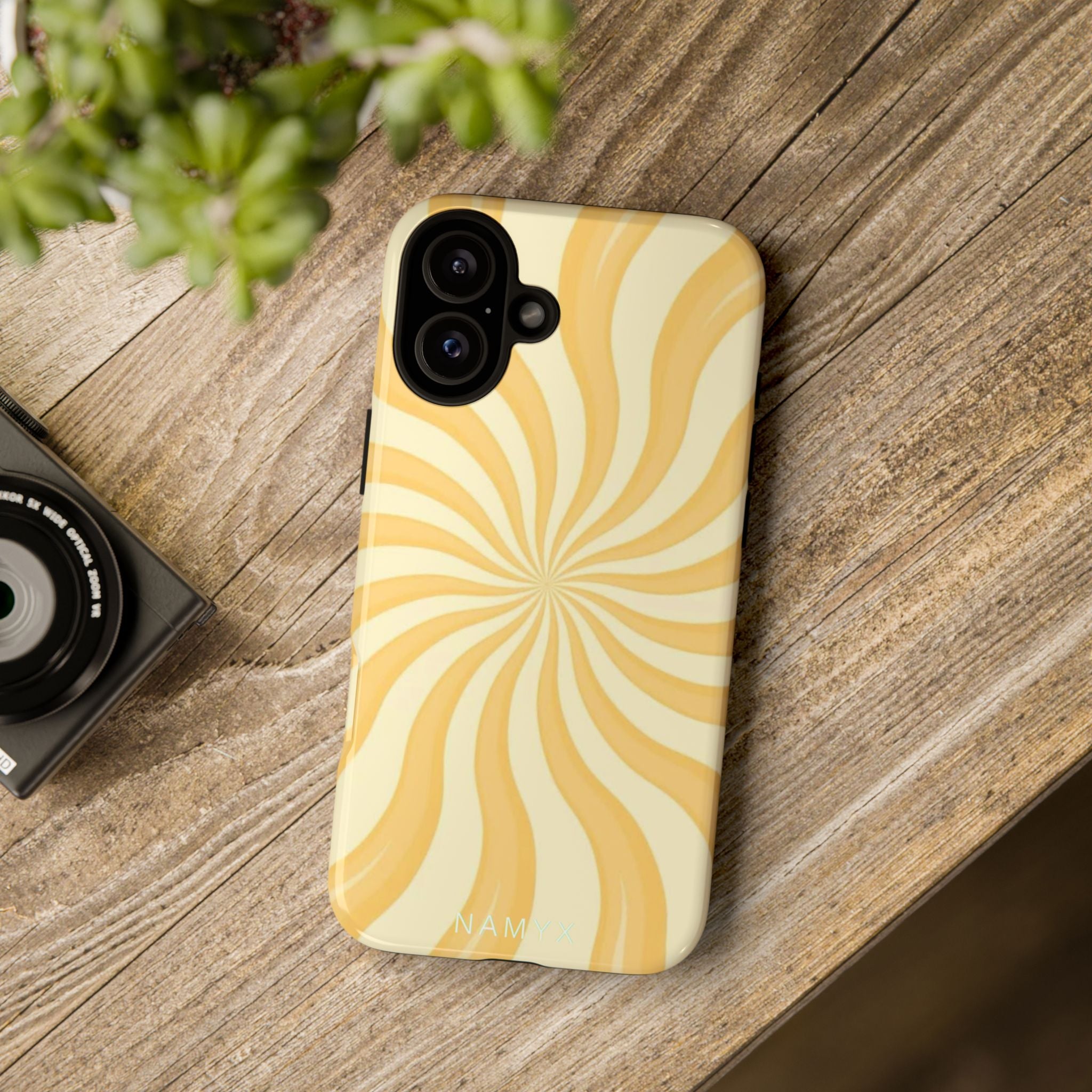 Phone Case — Retro Yellow Swirl Tough Protective Cover
