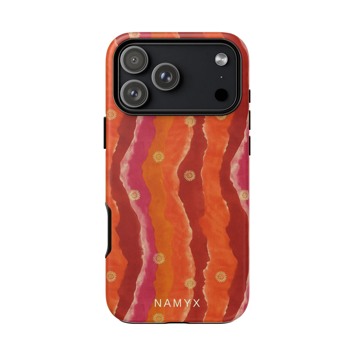 Abstract Red Waves Phone Case — Bold Orange & Pink Protective Tough Case