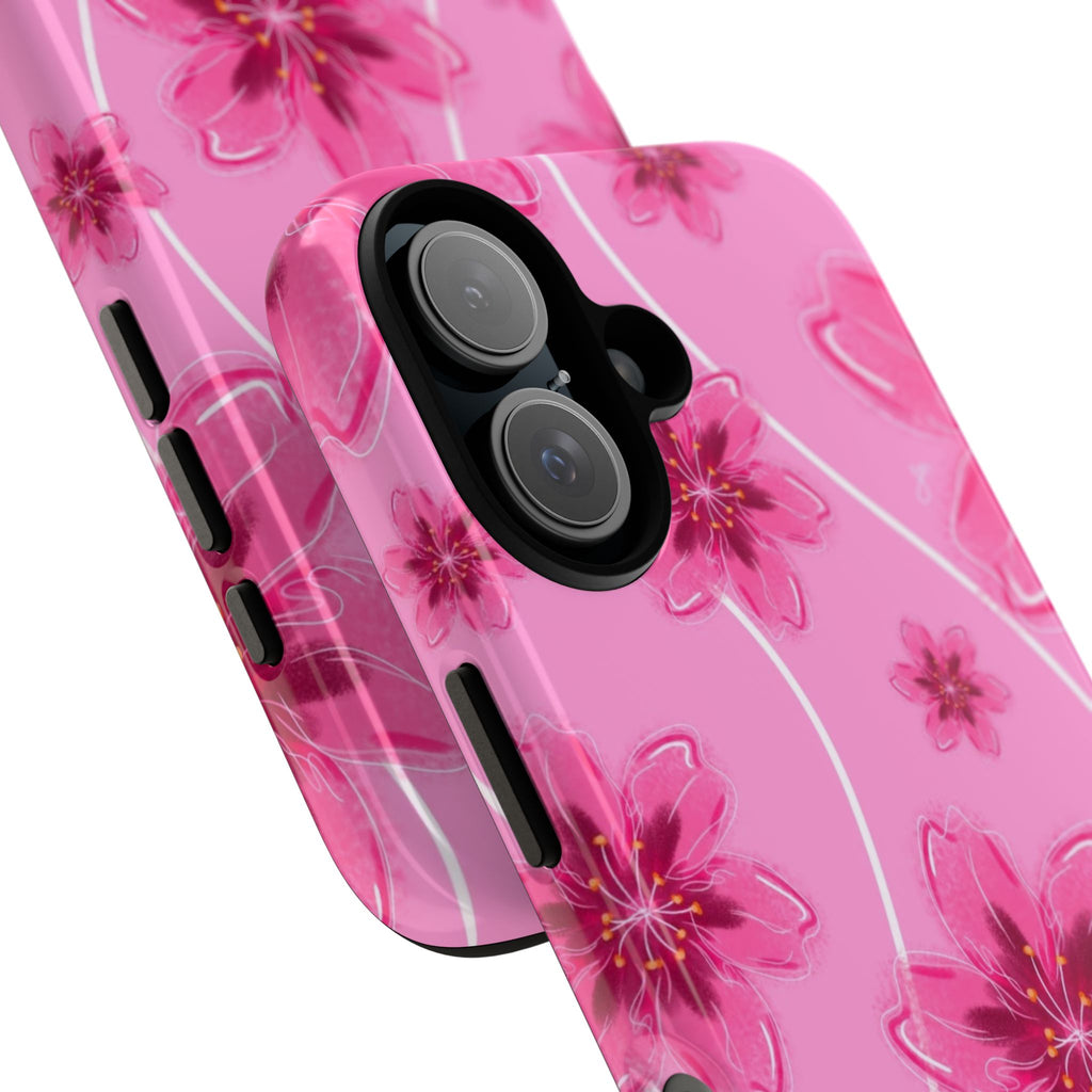 Pink Cherry Blossom Tough Phone Case — Floral Protective Cover