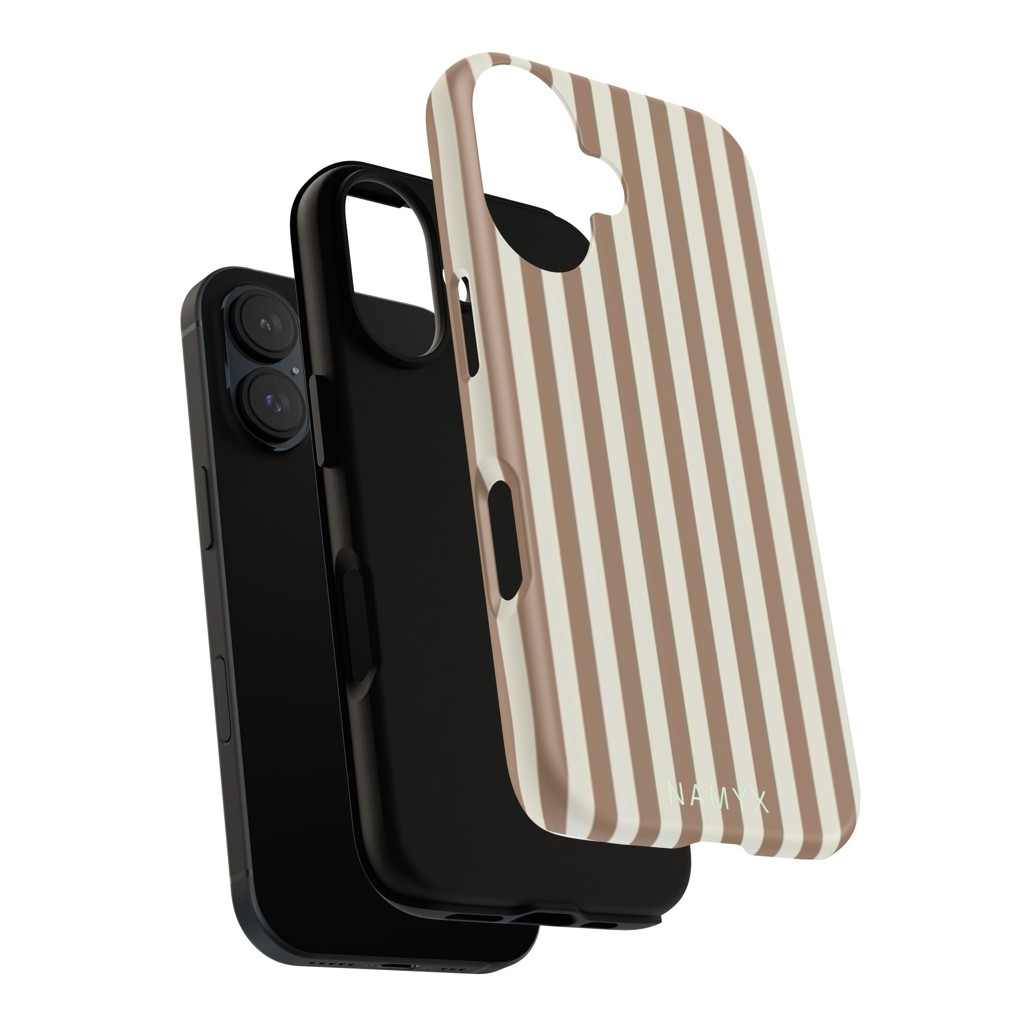 Striped Beige Phone Case — Classic Vertical Brown & Cream Stripe Tough Case