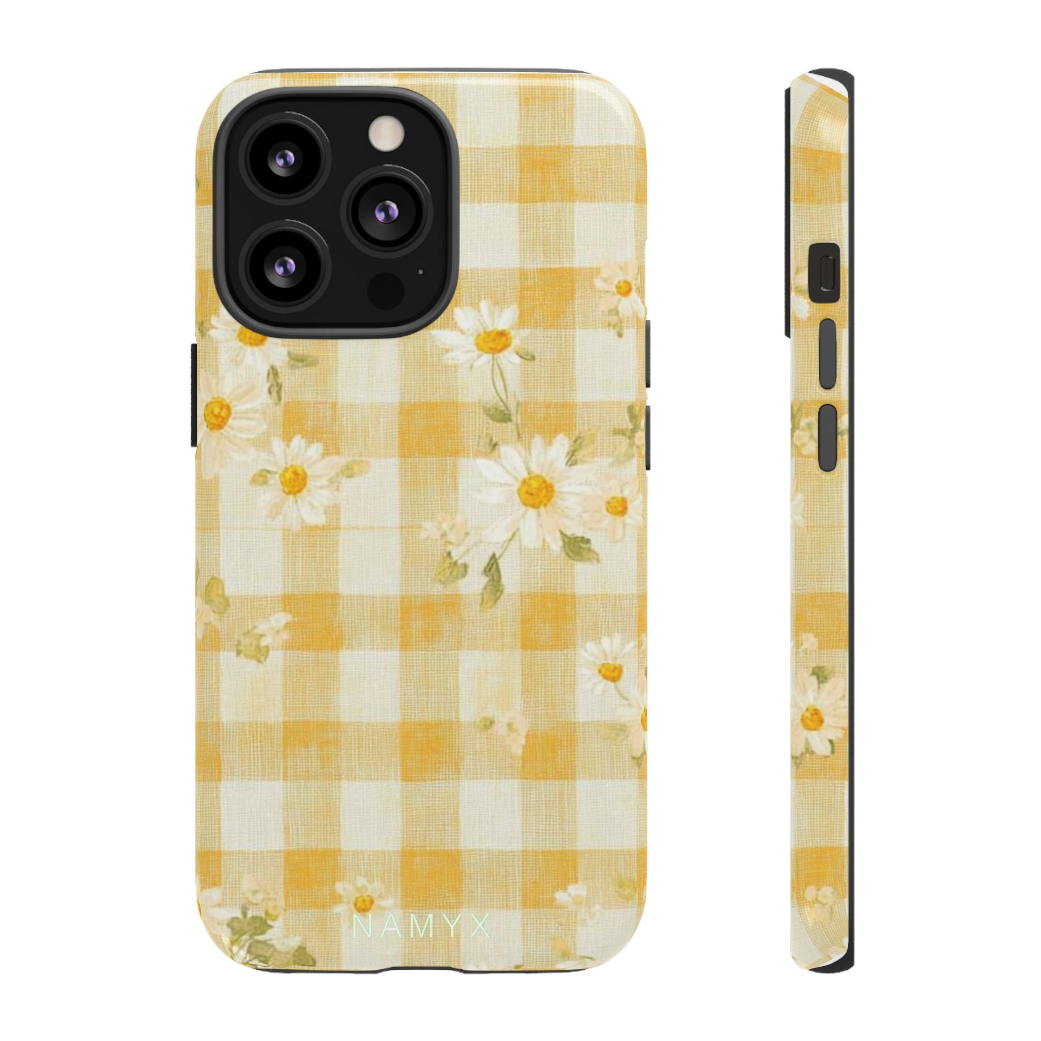 Daisy Gingham Tough Phone Case — Yellow Floral Protective Cover