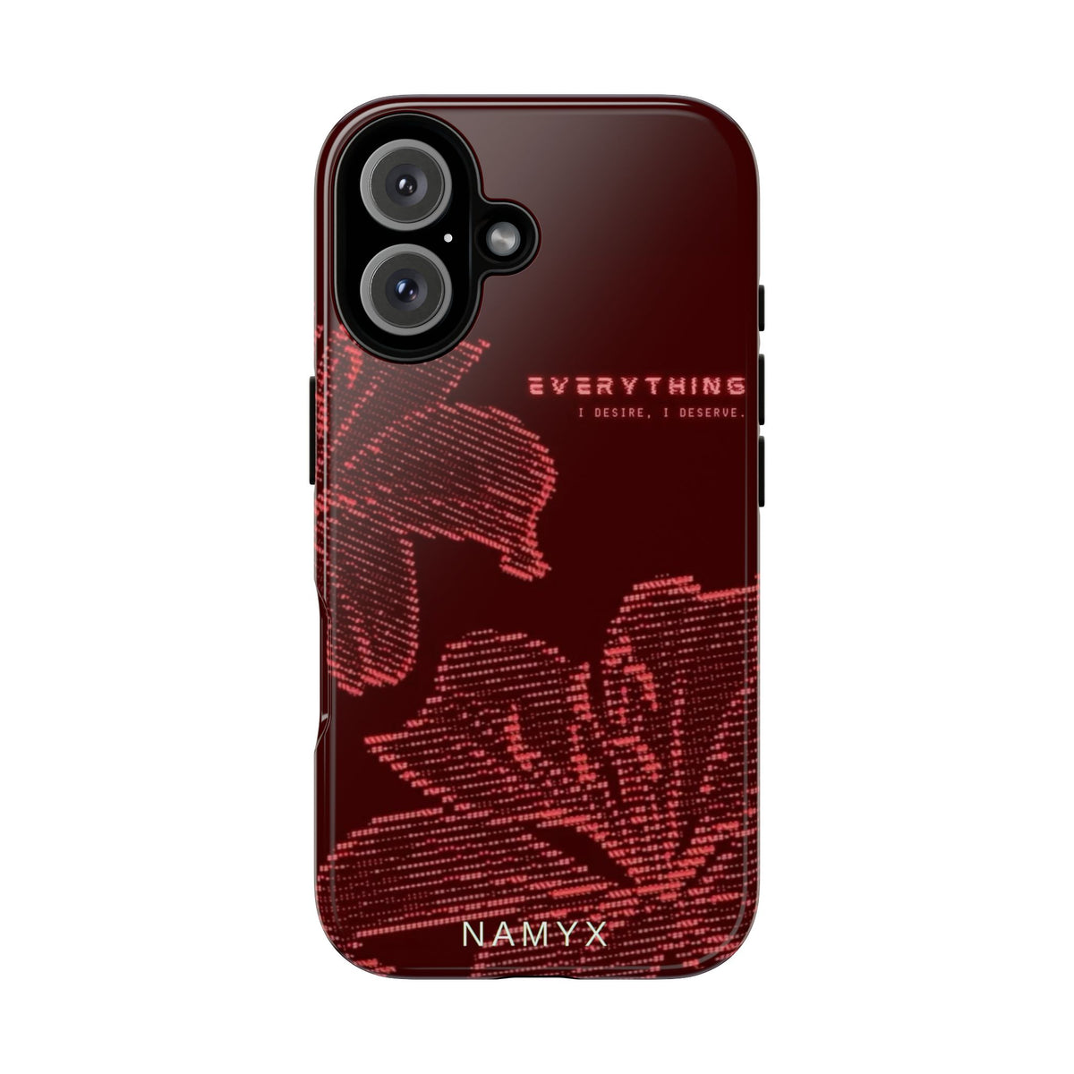 Floral Tough Phone Case — 'Everything' Burgundy Protective Cover