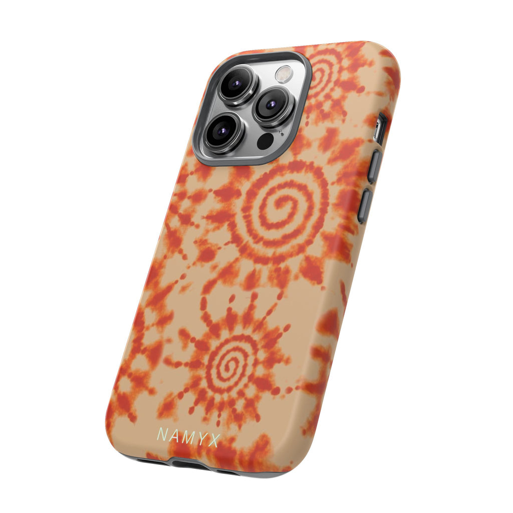 Tie-Dye Spiral Tough Phone Case — Orange Retro Protective Case