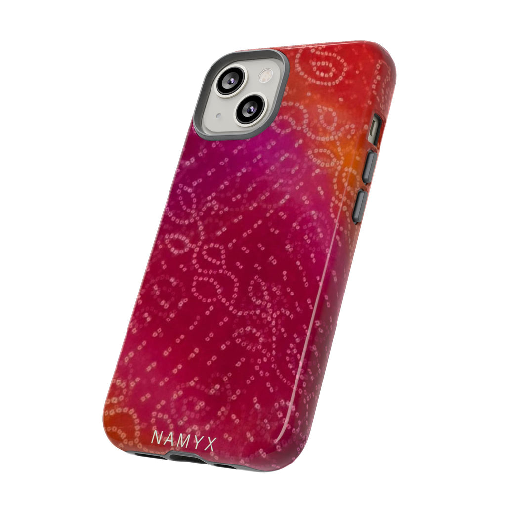 Floral Bandana Tough Case — Protective Phone Case with Pink Orange Paisley Design