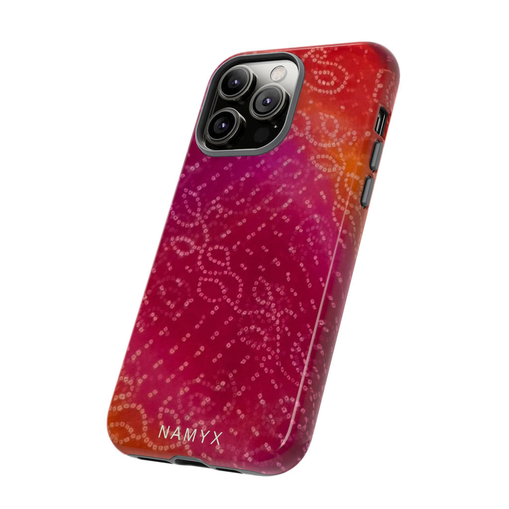 Floral Bandana Tough Case — Protective Phone Case with Pink Orange Paisley Design