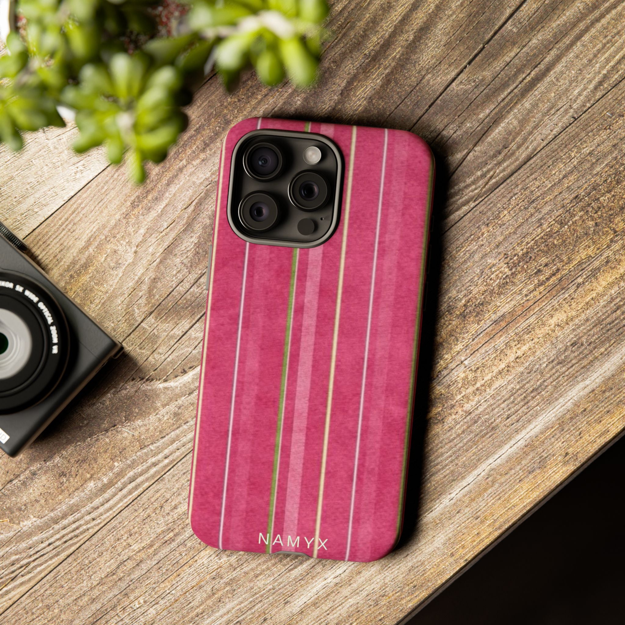 Pink Vertical Stripe Tough Phone Case — Durable Protective iPhone Cover with Subtle Vintage Stripes