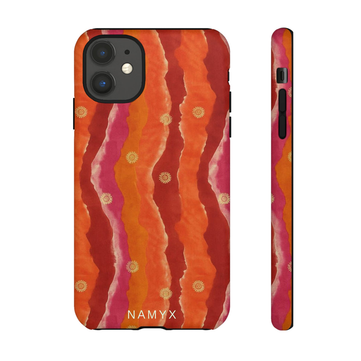 Abstract Red Waves Phone Case — Bold Orange & Pink Protective Tough Case