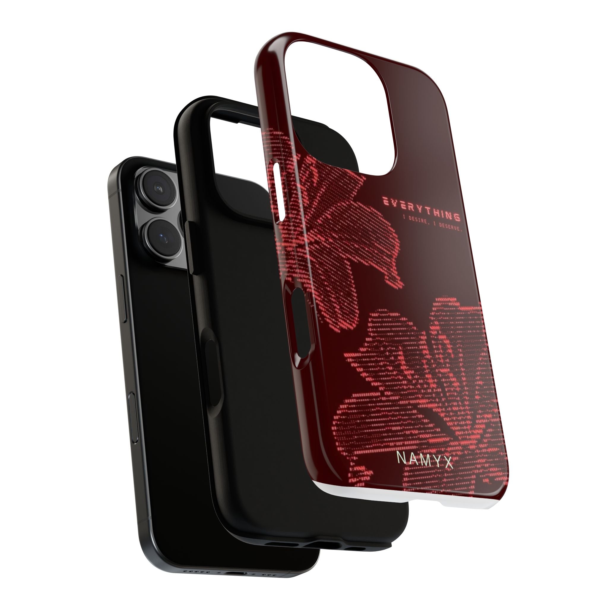 Floral Tough Phone Case — 'Everything' Burgundy Protective Cover