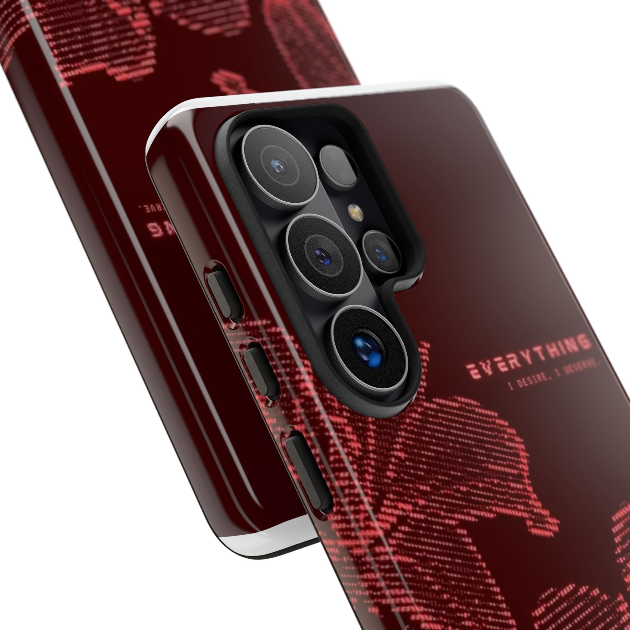 Floral Tough Phone Case — 'Everything' Burgundy Protective Cover