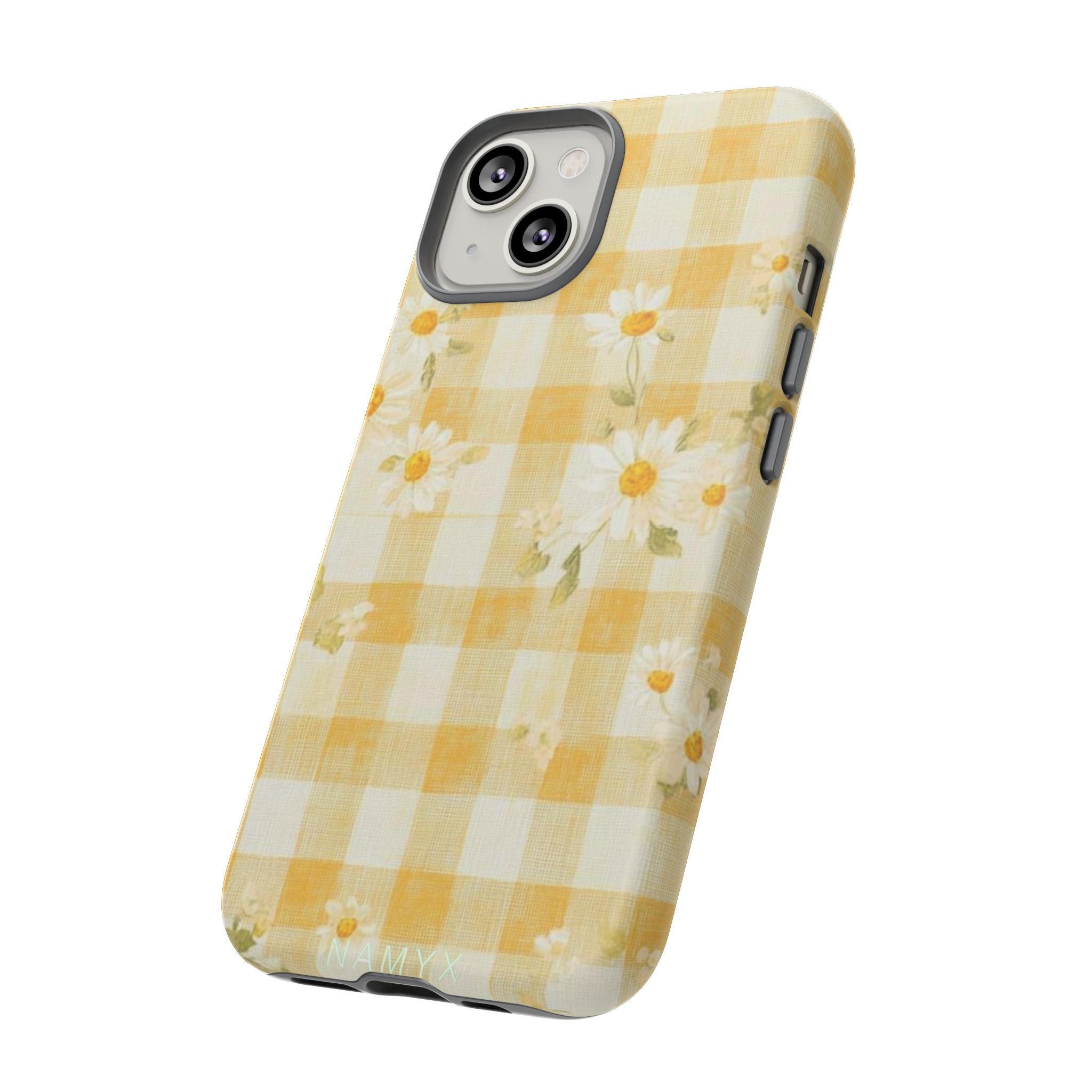 Daisy Gingham Tough Phone Case — Yellow Floral Protective Cover