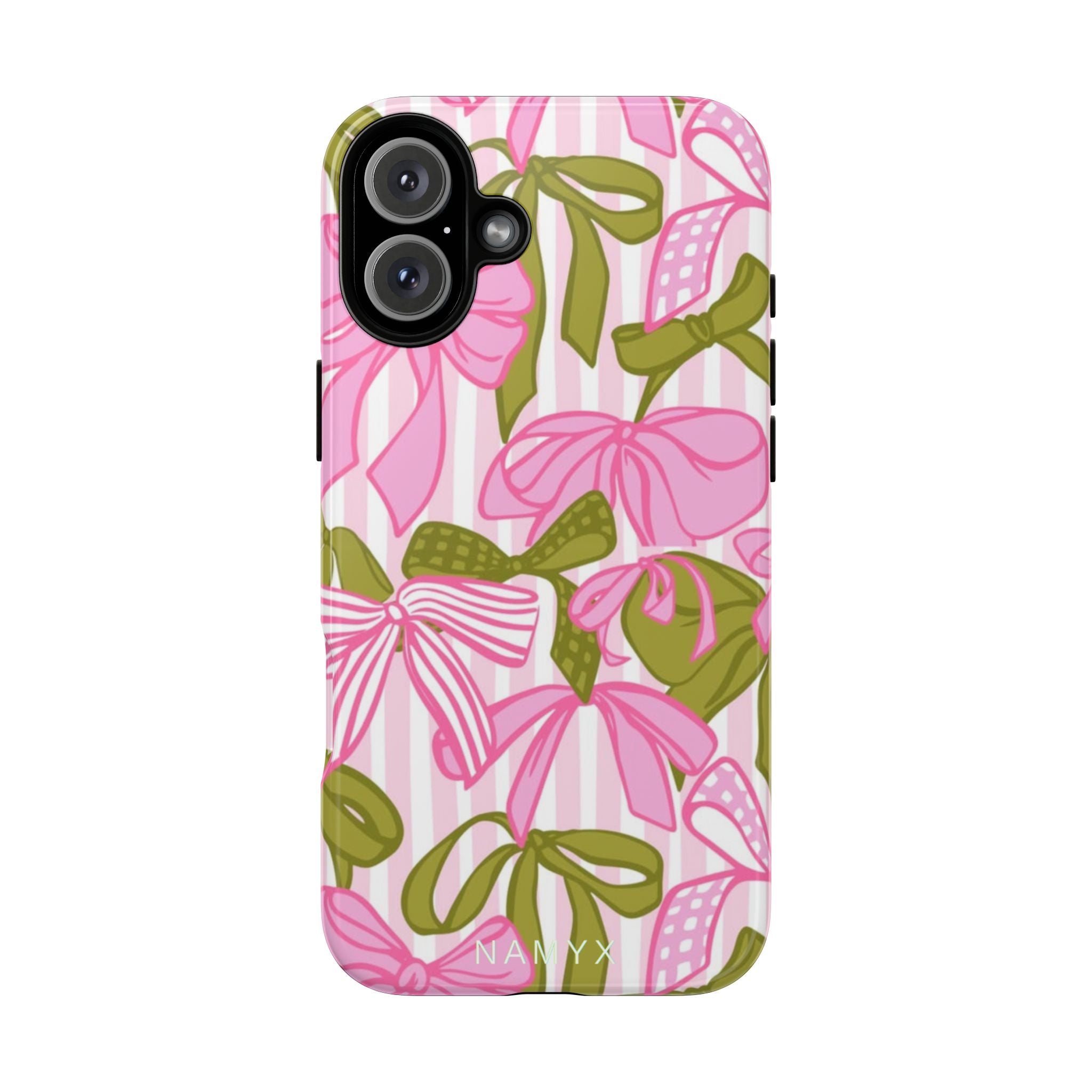 Bow Pattern Tough Case - Pink & Olive Floral Phone Cover