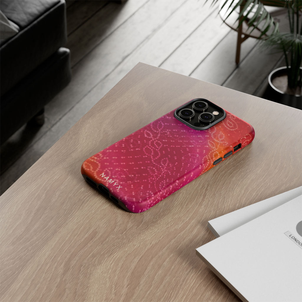 Floral Bandana Tough Case — Protective Phone Case with Pink Orange Paisley Design