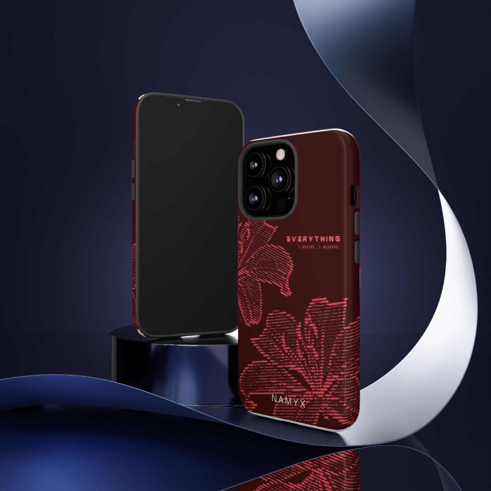 Floral Tough Phone Case — 'Everything' Burgundy Protective Cover