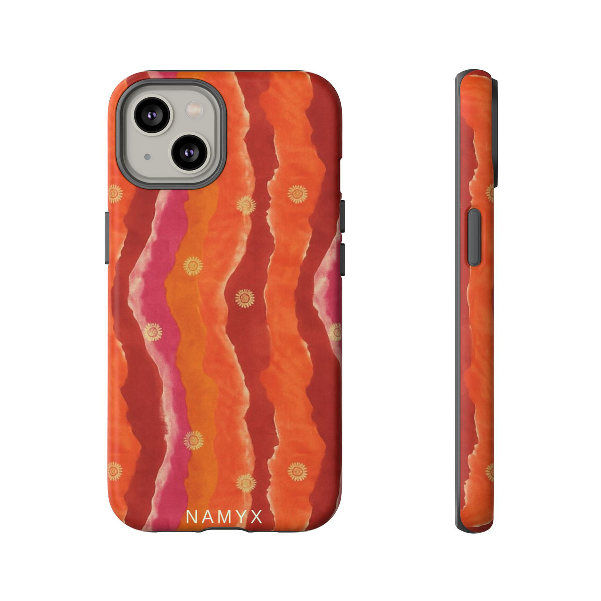 Abstract Red Waves Phone Case — Bold Orange & Pink Protective Tough Case