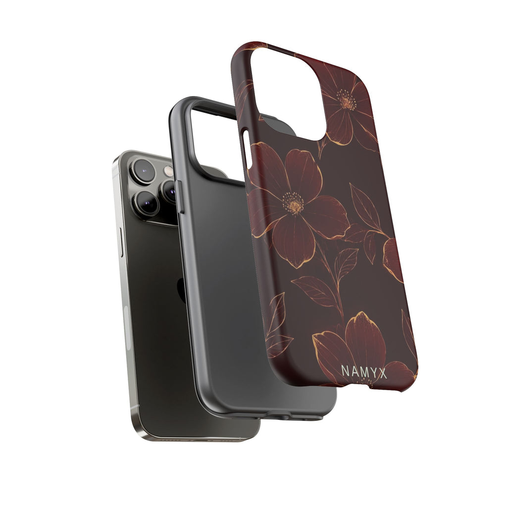 Floral Tough Case — Dark Red Botanical Phone Case