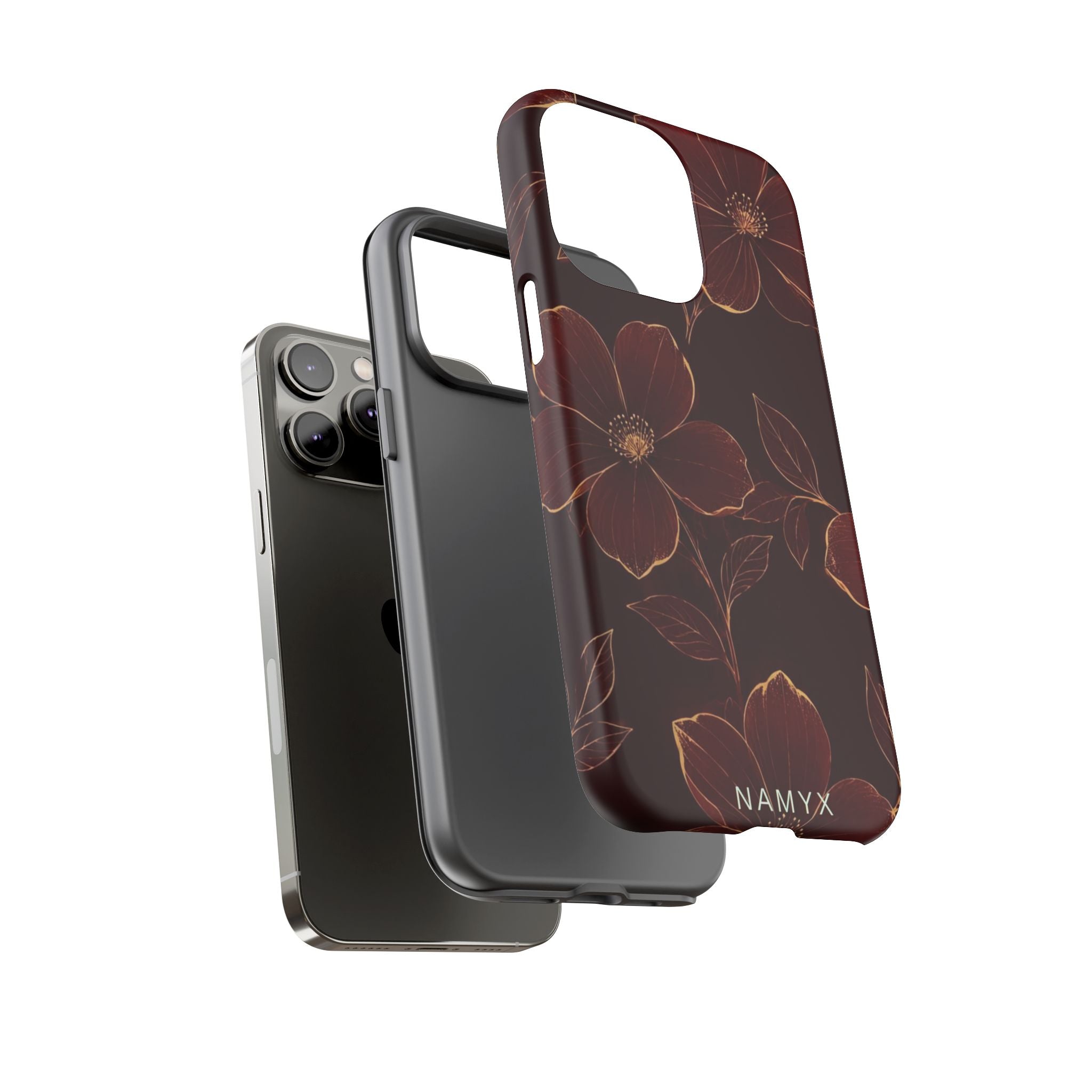Floral Tough Case — Dark Red Botanical Phone Case