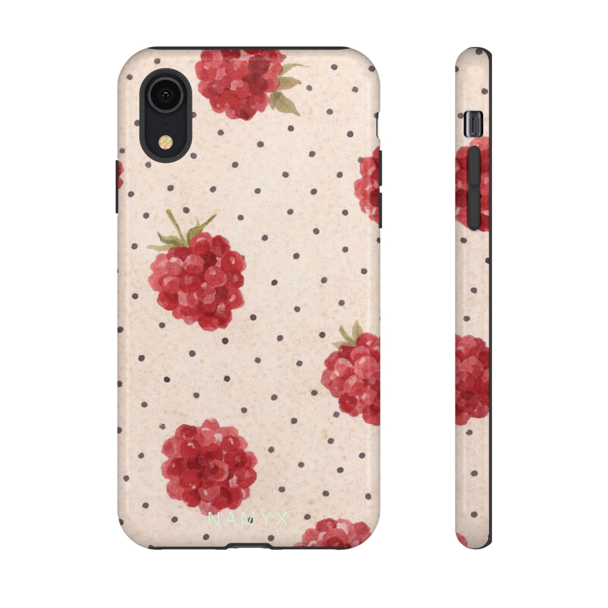 Raspberry Dotted Tough Phone Case — Vintage Floral Protective Cover