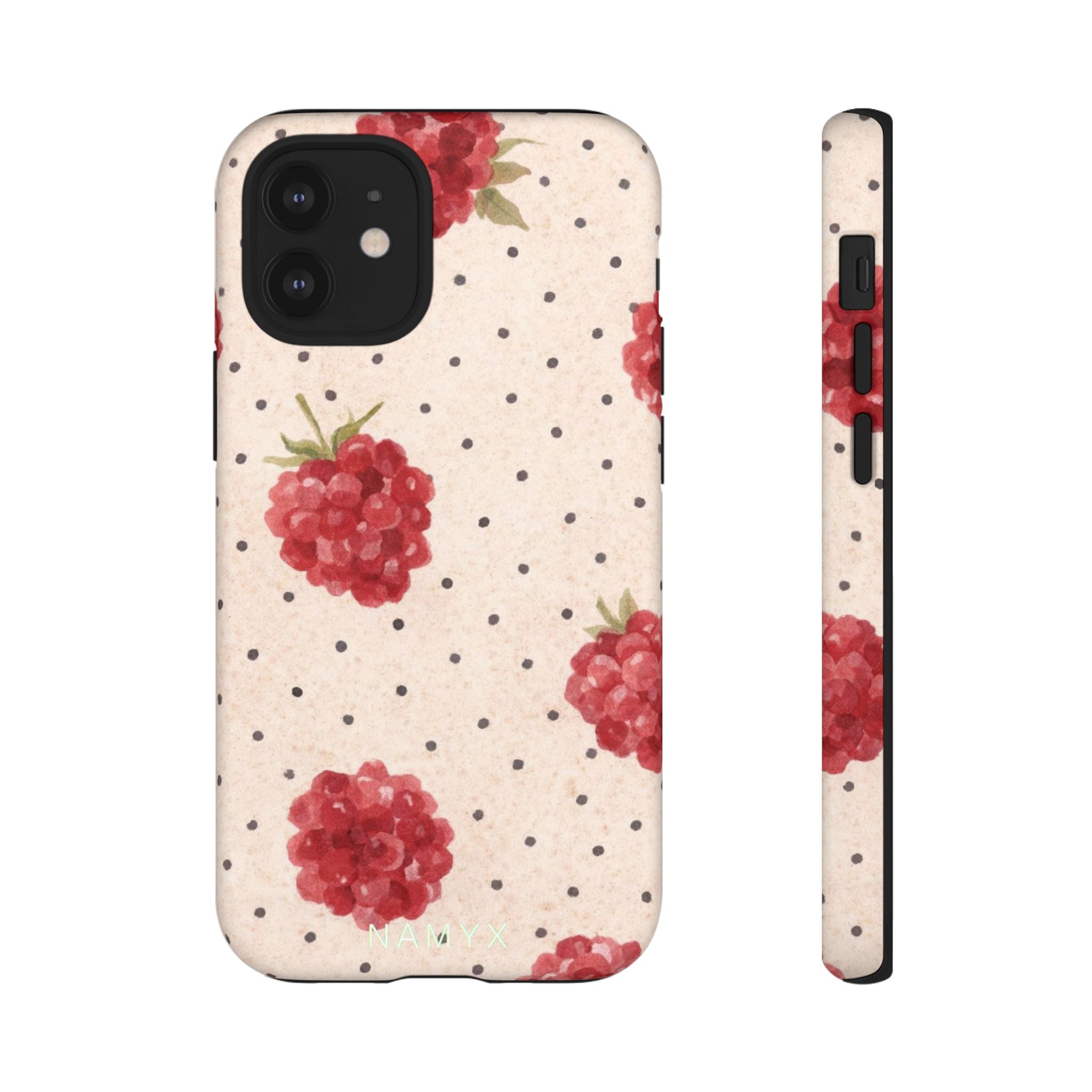 Raspberry Dotted Tough Phone Case — Vintage Floral Protective Cover