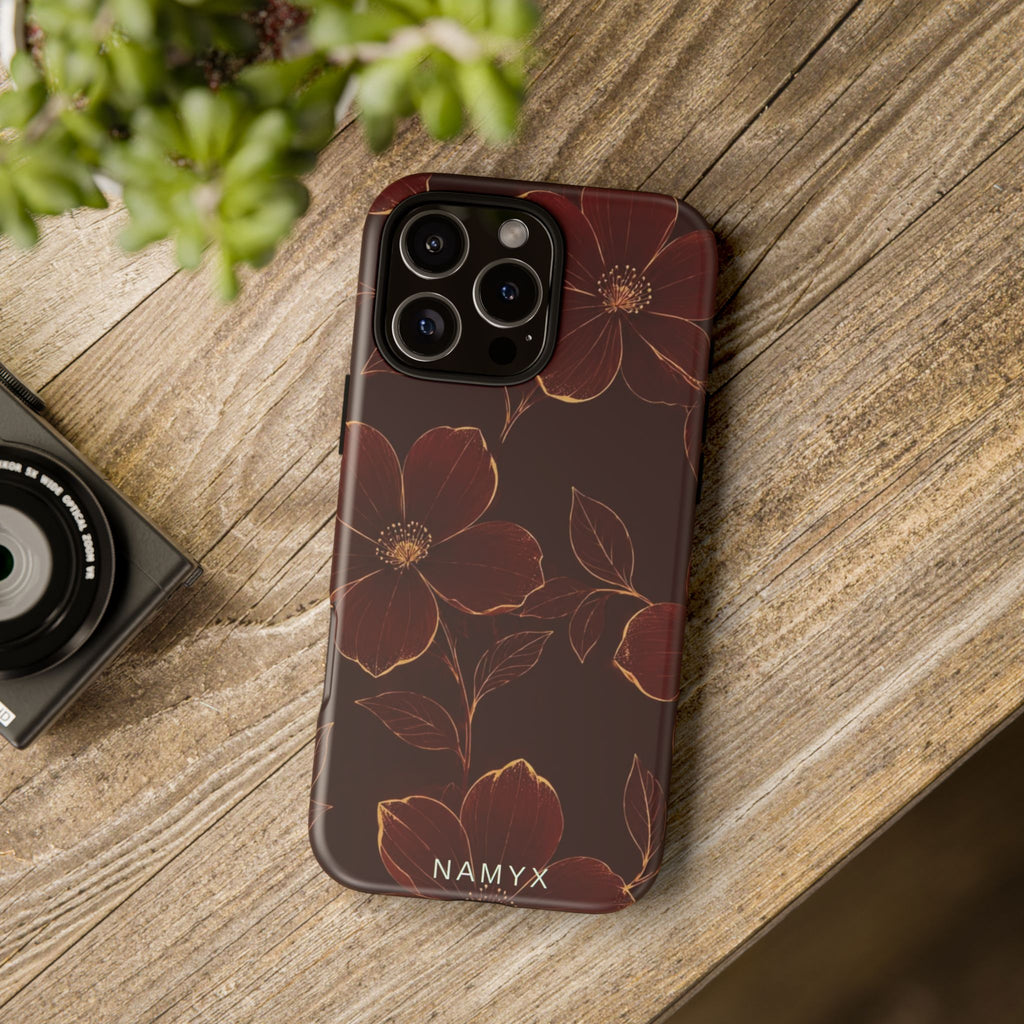 Floral Tough Case — Dark Red Botanical Phone Case