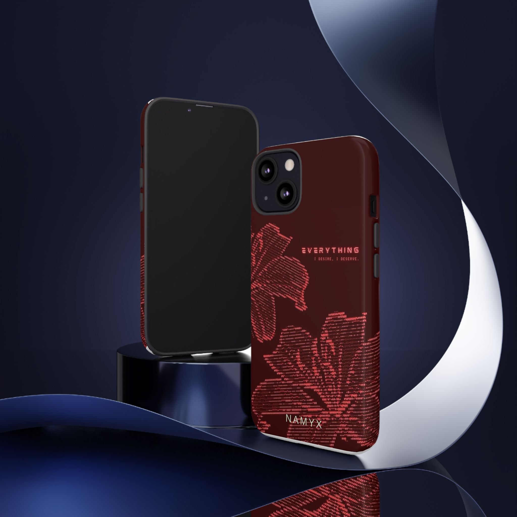Floral Tough Phone Case — 'Everything' Burgundy Protective Cover