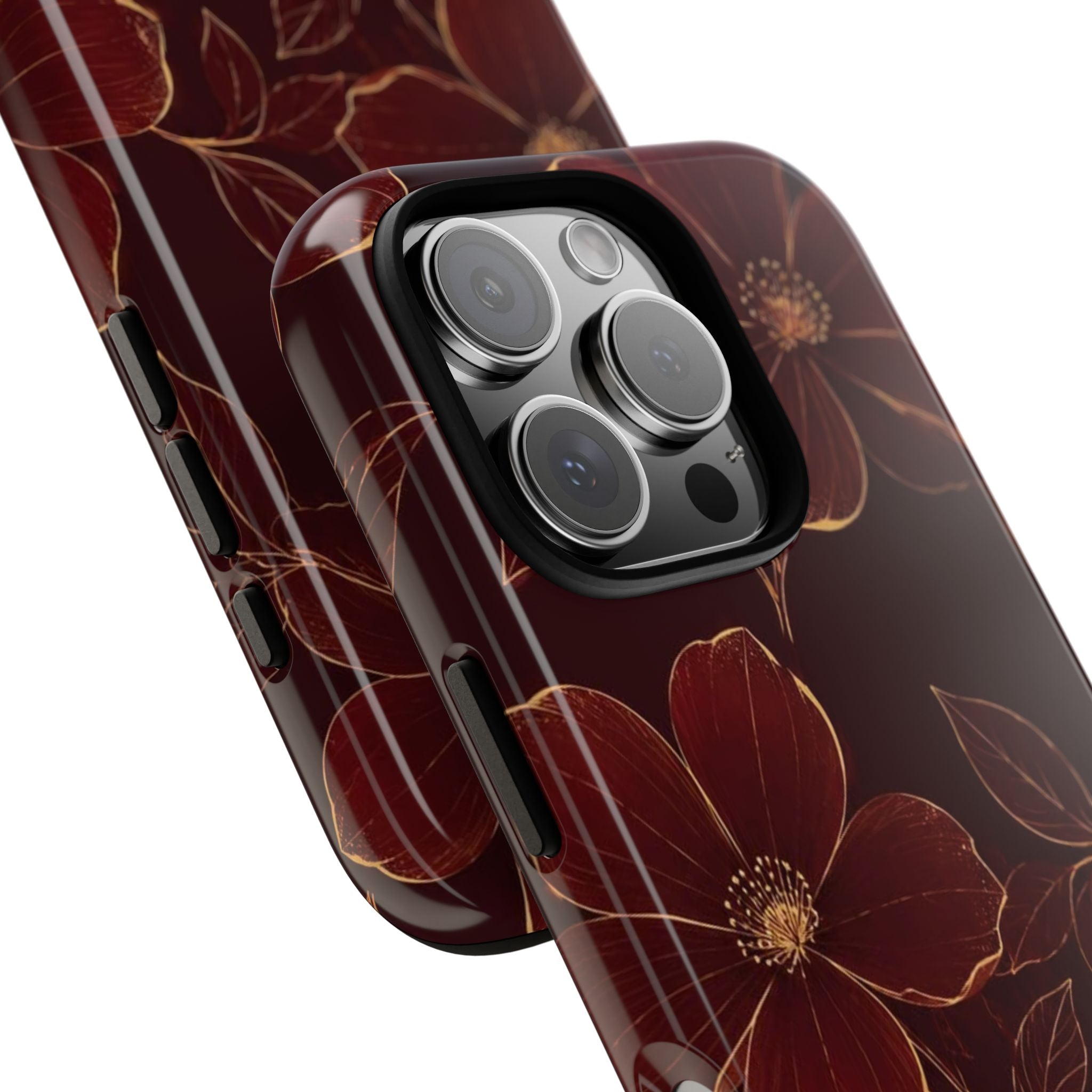 Floral Tough Case — Dark Red Botanical Phone Case