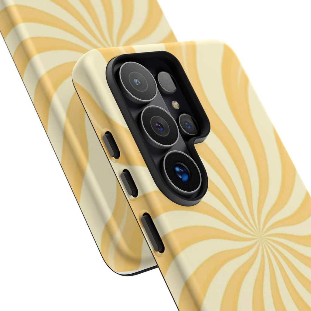 Phone Case — Retro Yellow Swirl Tough Protective Cover