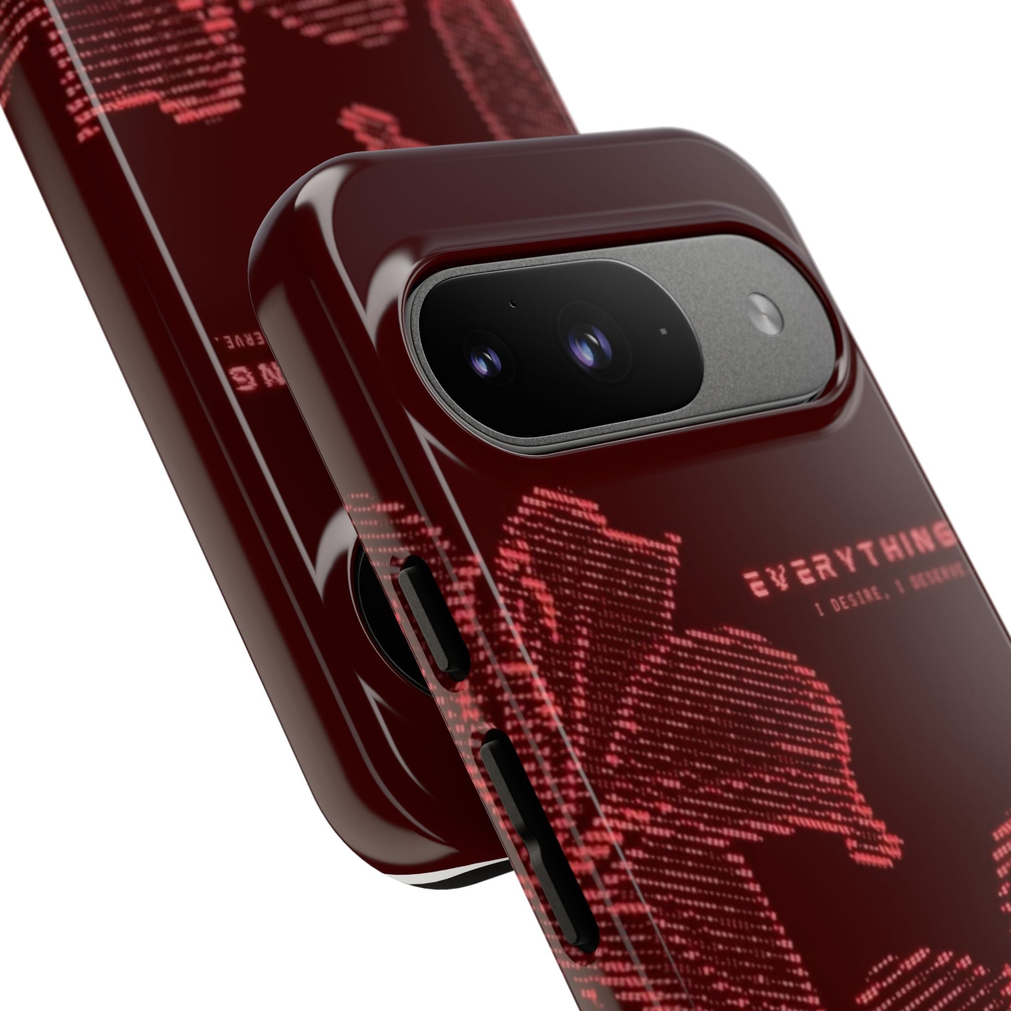 Floral Tough Phone Case — 'Everything' Burgundy Protective Cover