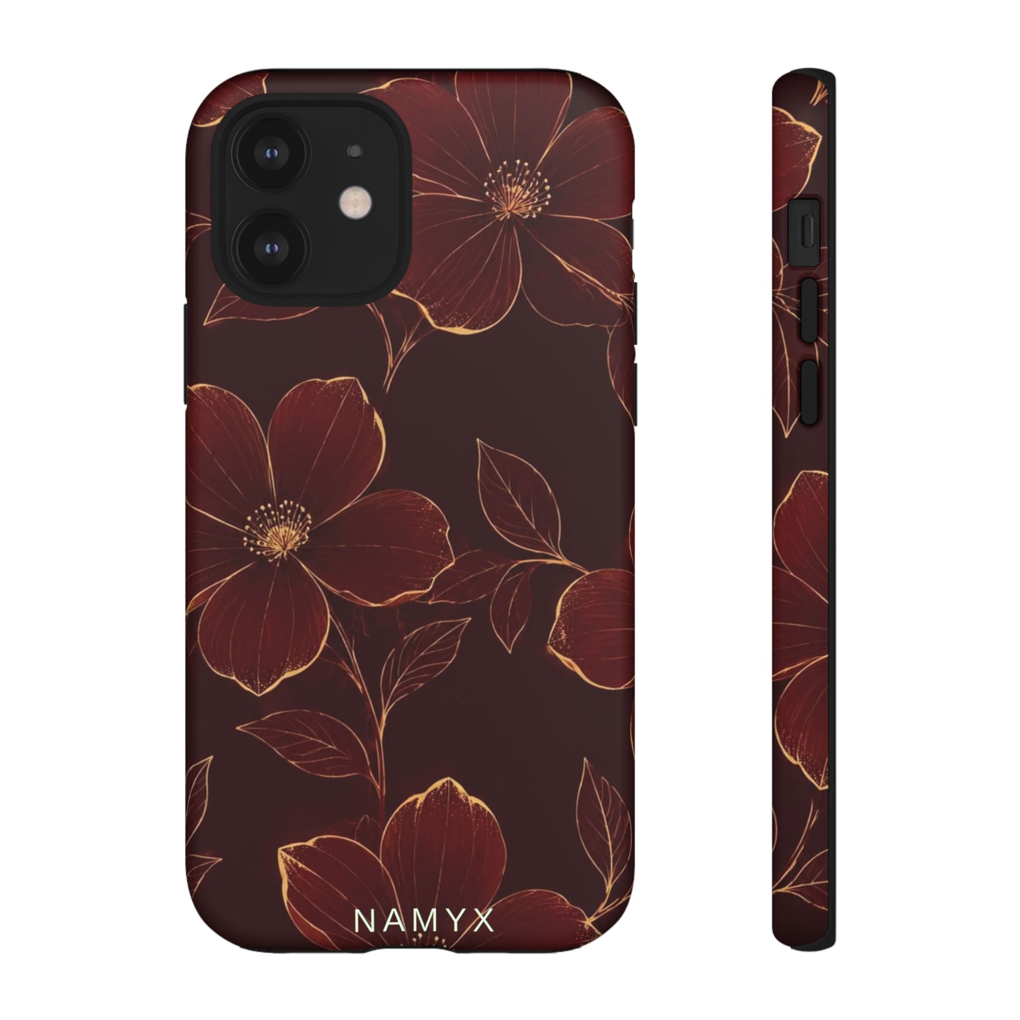 Floral Tough Case — Dark Red Botanical Phone Case