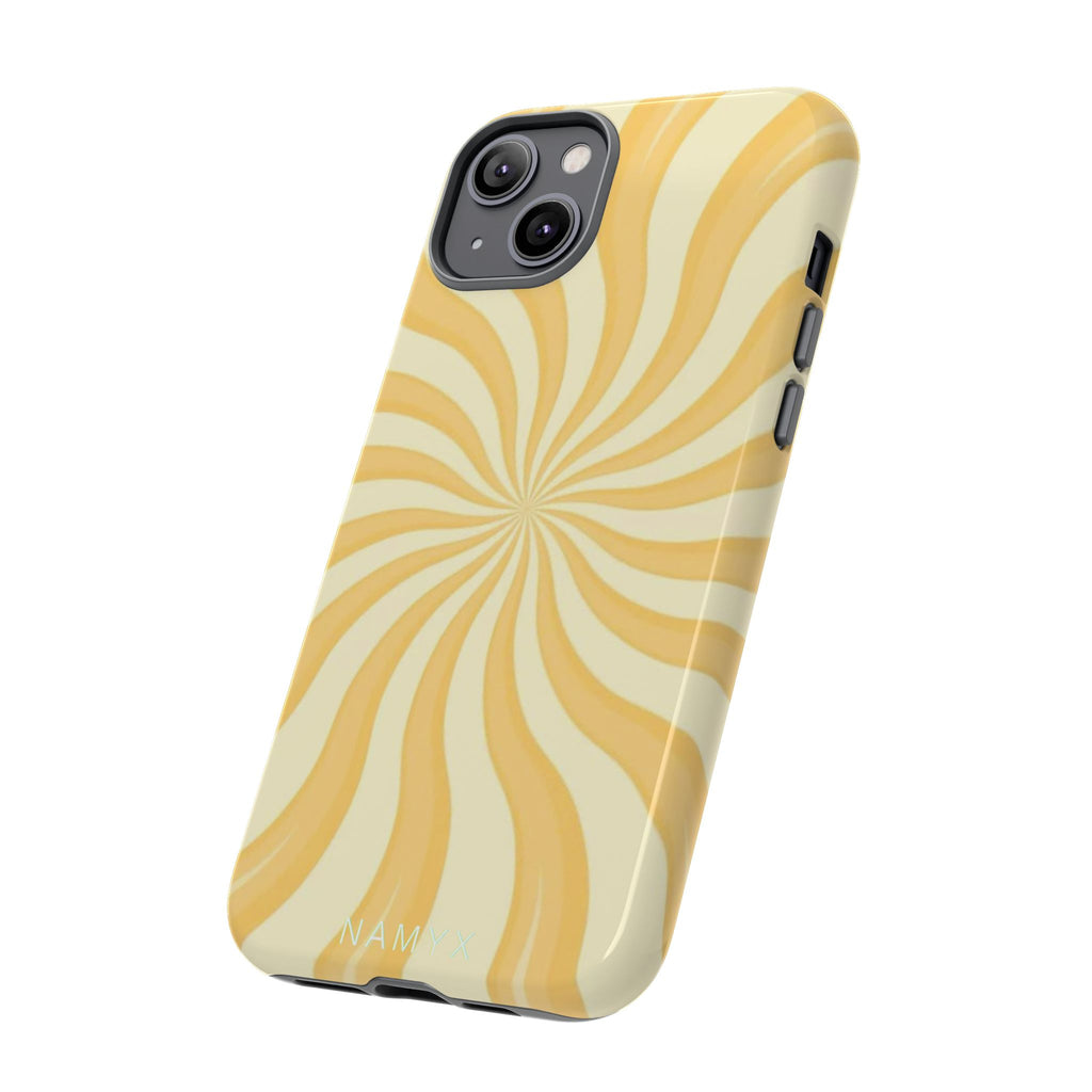 Phone Case — Retro Yellow Swirl Tough Protective Cover