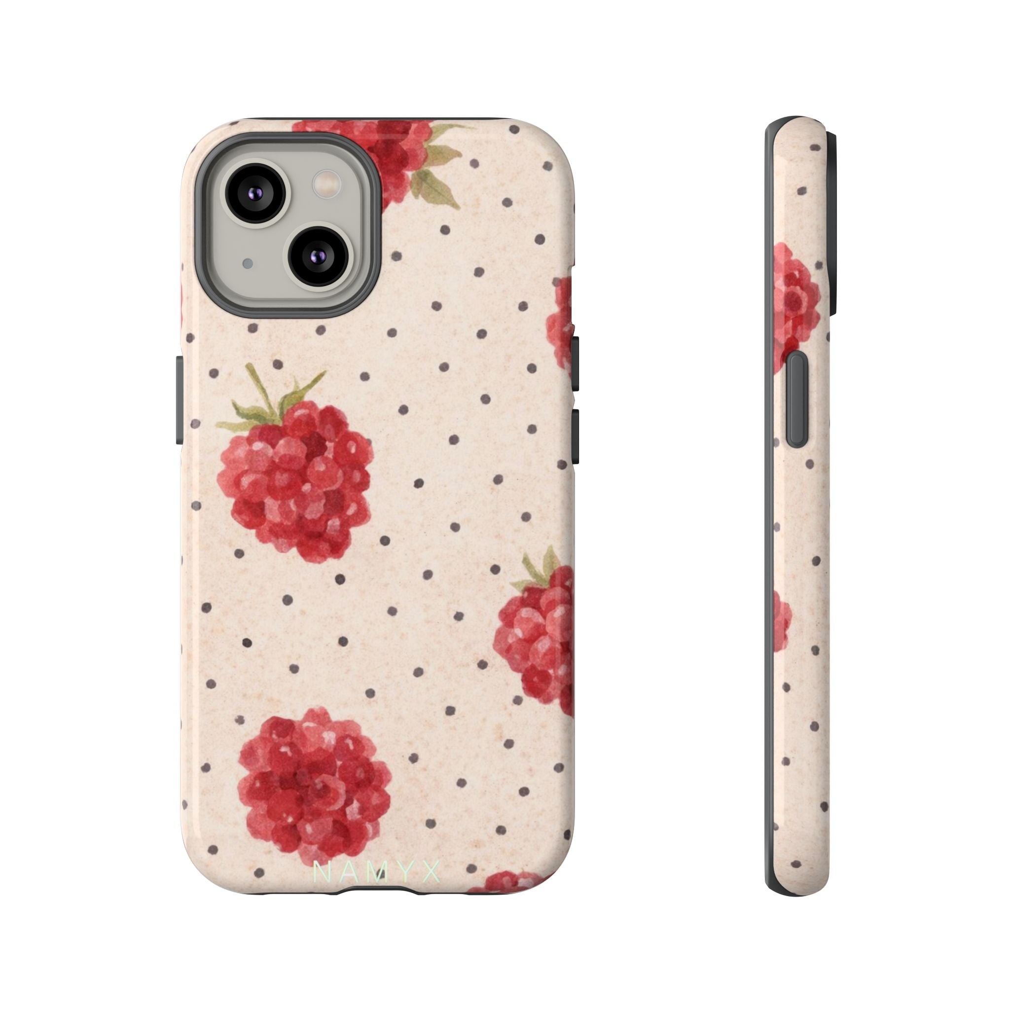 Raspberry Dotted Tough Phone Case — Vintage Floral Protective Cover