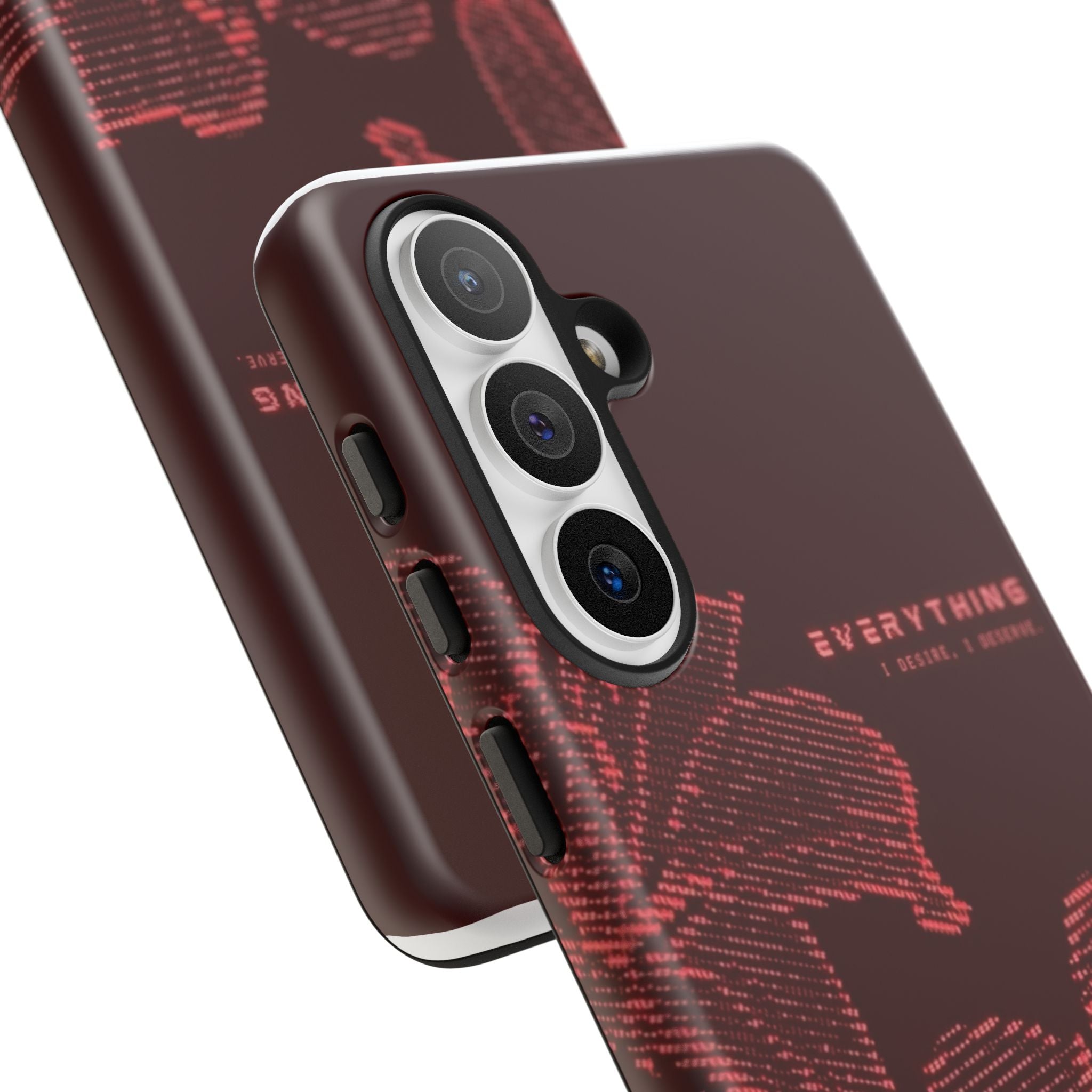 Floral Tough Phone Case — 'Everything' Burgundy Protective Cover