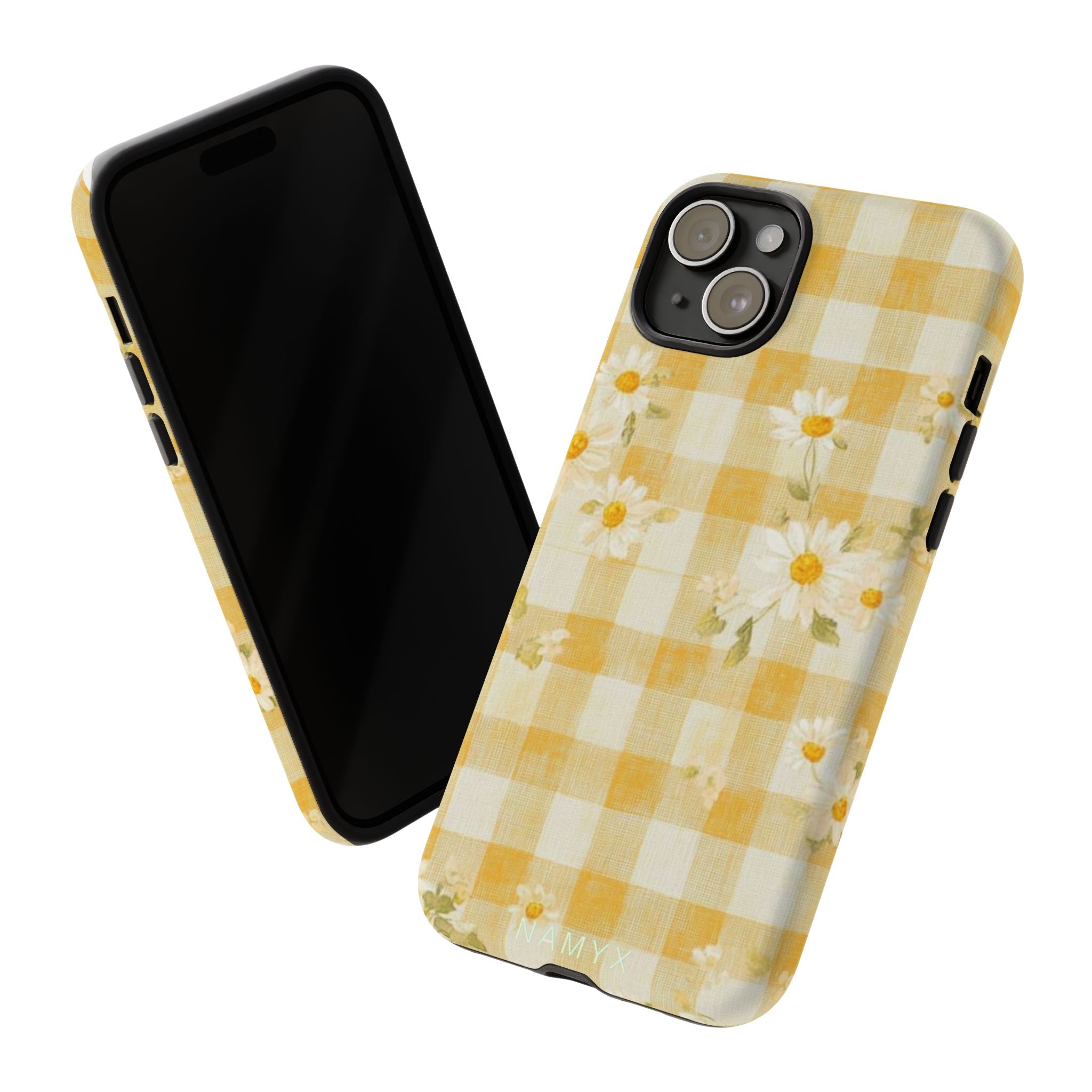 Daisy Gingham Tough Phone Case — Yellow Floral Protective Cover