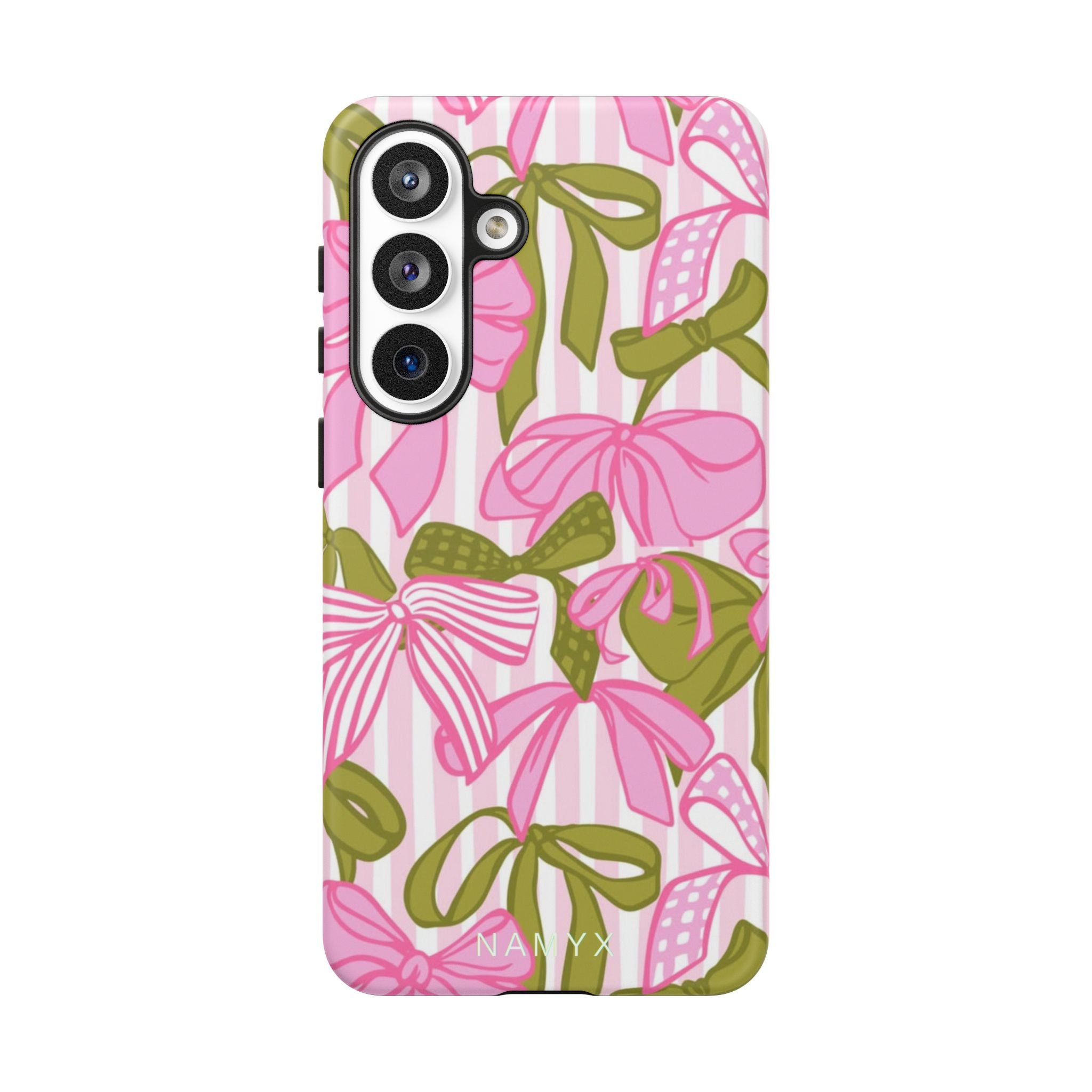 Bow Pattern Tough Case - Pink & Olive Floral Phone Cover