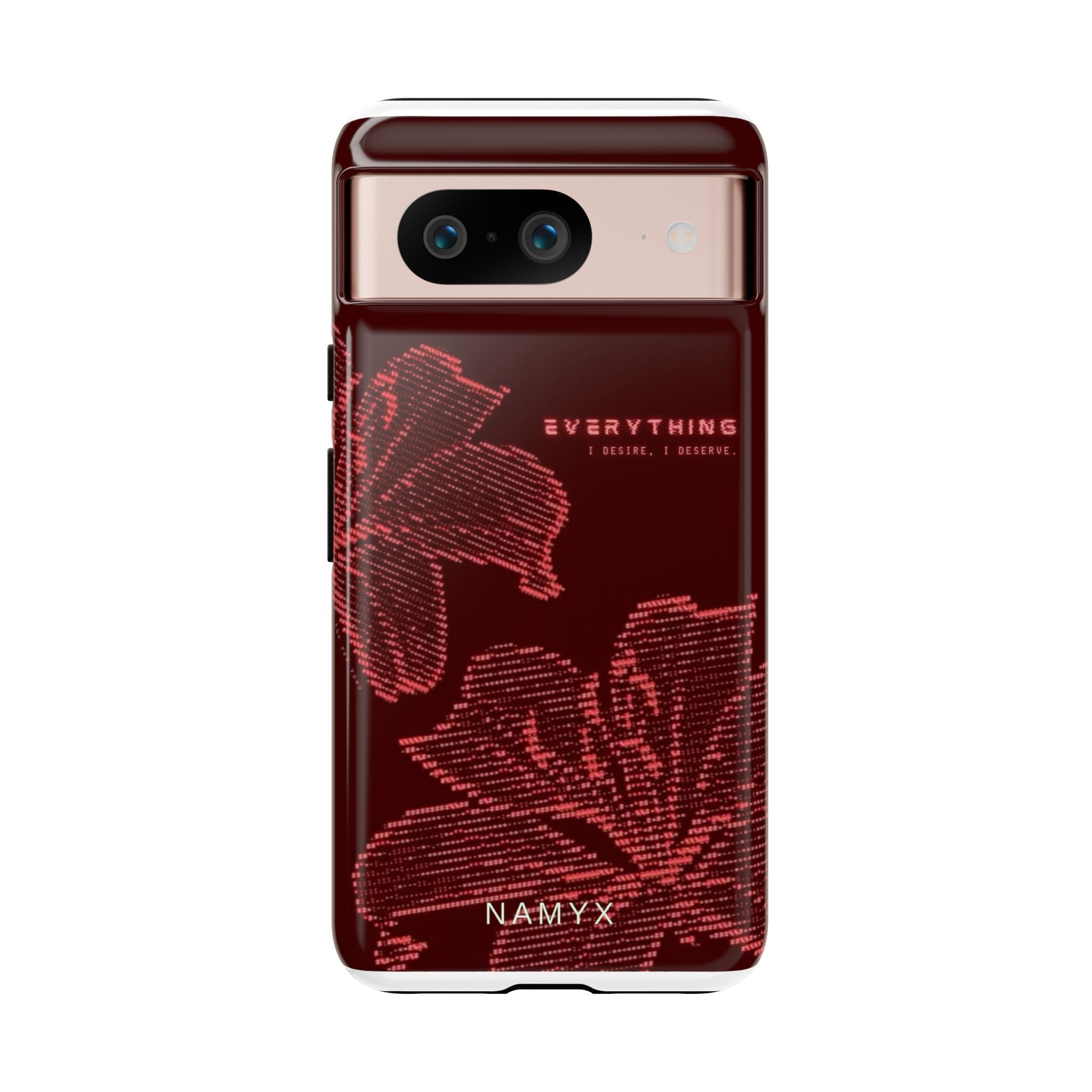 Floral Tough Phone Case — 'Everything' Burgundy Protective Cover