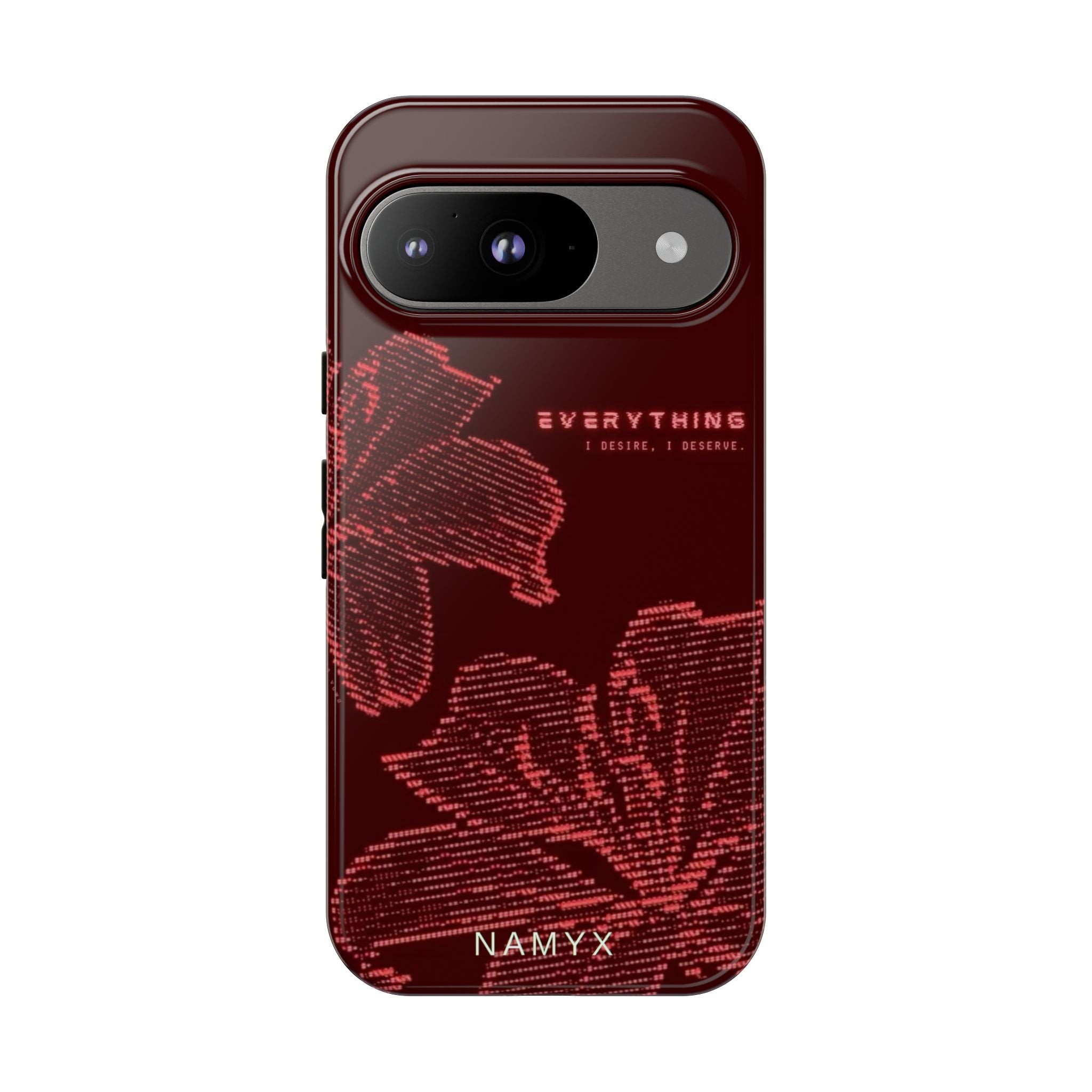Floral Tough Phone Case — 'Everything' Burgundy Protective Cover