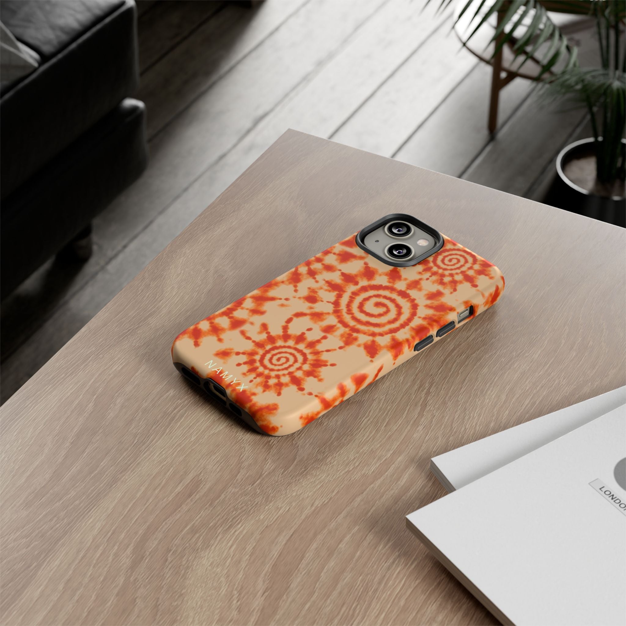 Tie-Dye Spiral Tough Phone Case — Orange Retro Protective Case
