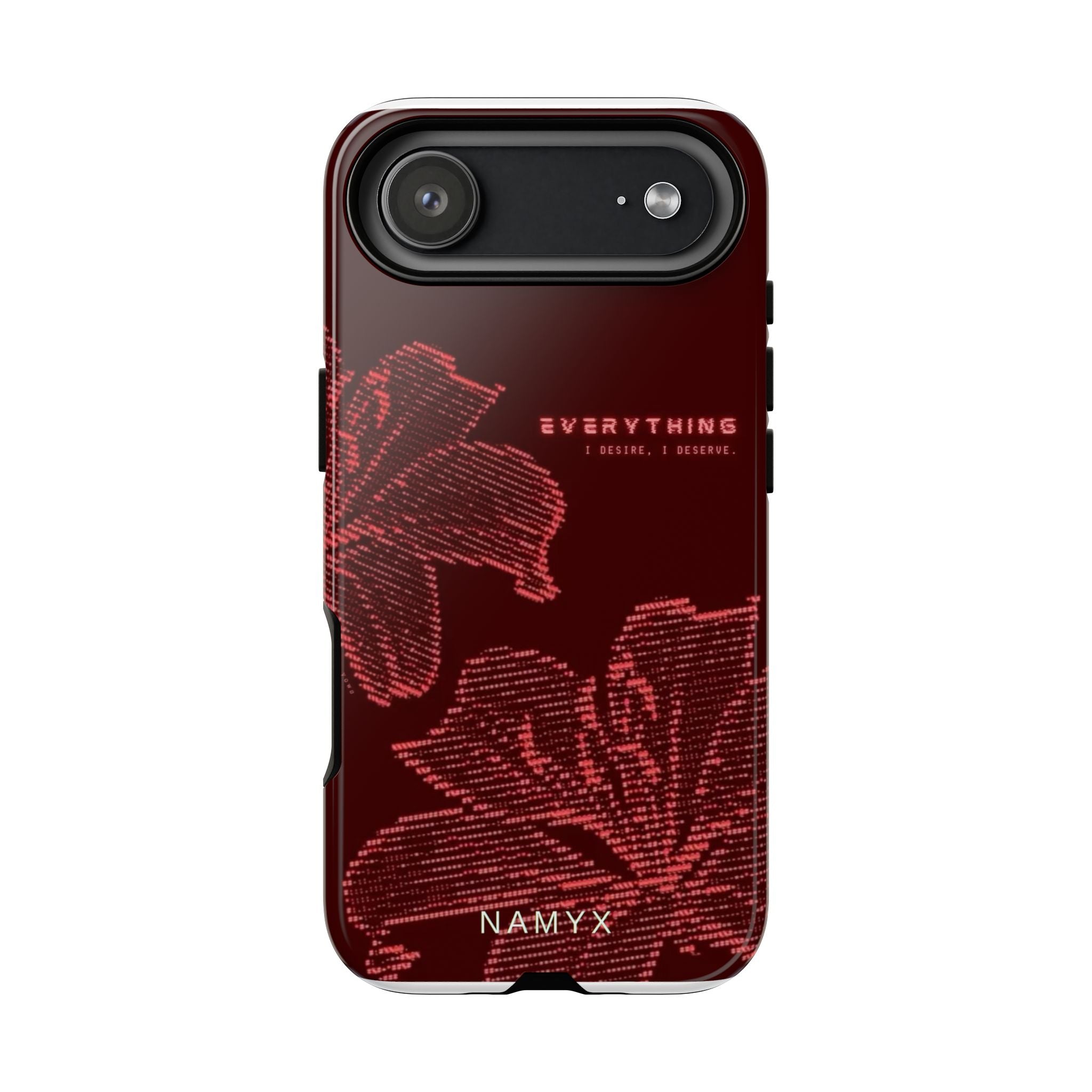 Floral Tough Phone Case — 'Everything' Burgundy Protective Cover
